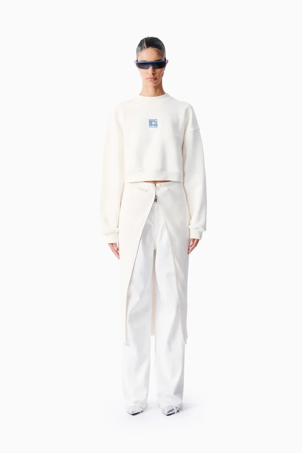 Kntlgy-Beyaz Crop Sweatshirt-Sweatshirts & Hoodies-1-Milagron.com