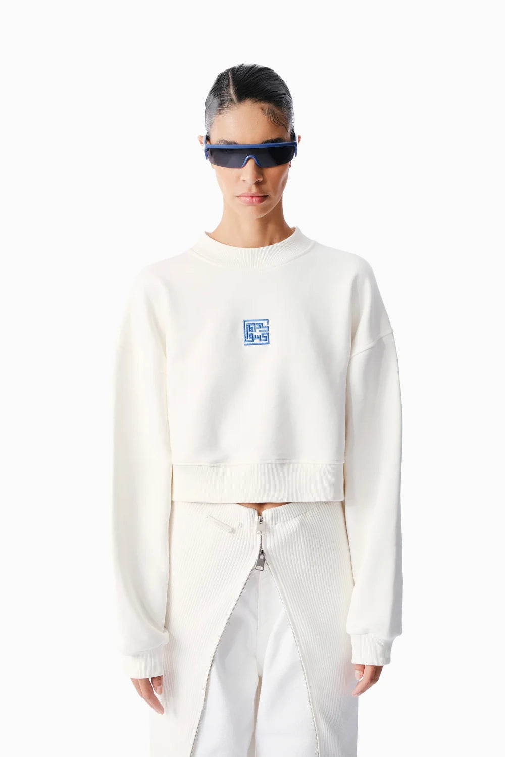 Kntlgy-Beyaz Crop Sweatshirt-Sweatshirts & Hoodies-2-Milagron.com