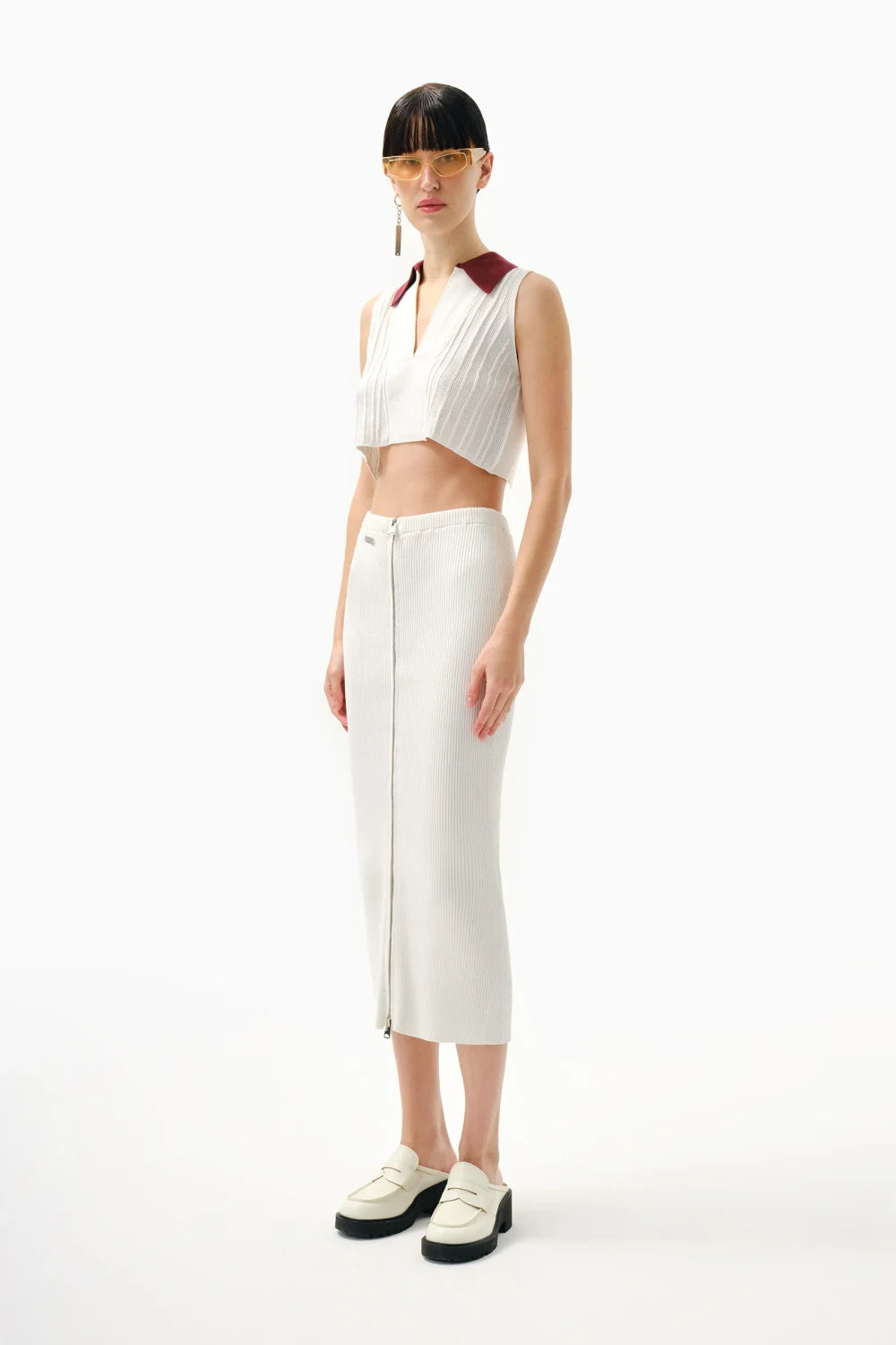 Kntlgy-Beyaz Örme Polo Üst-Top-2-Milagron.com