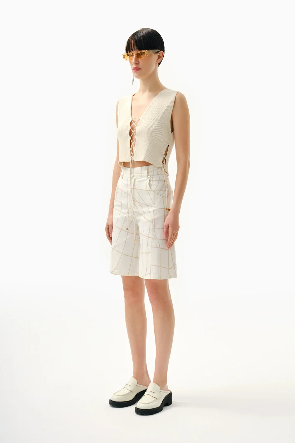 Kntlgy-Çapraz Baskılı A Kesim Kısa Şort-Şort-2-Milagron.com