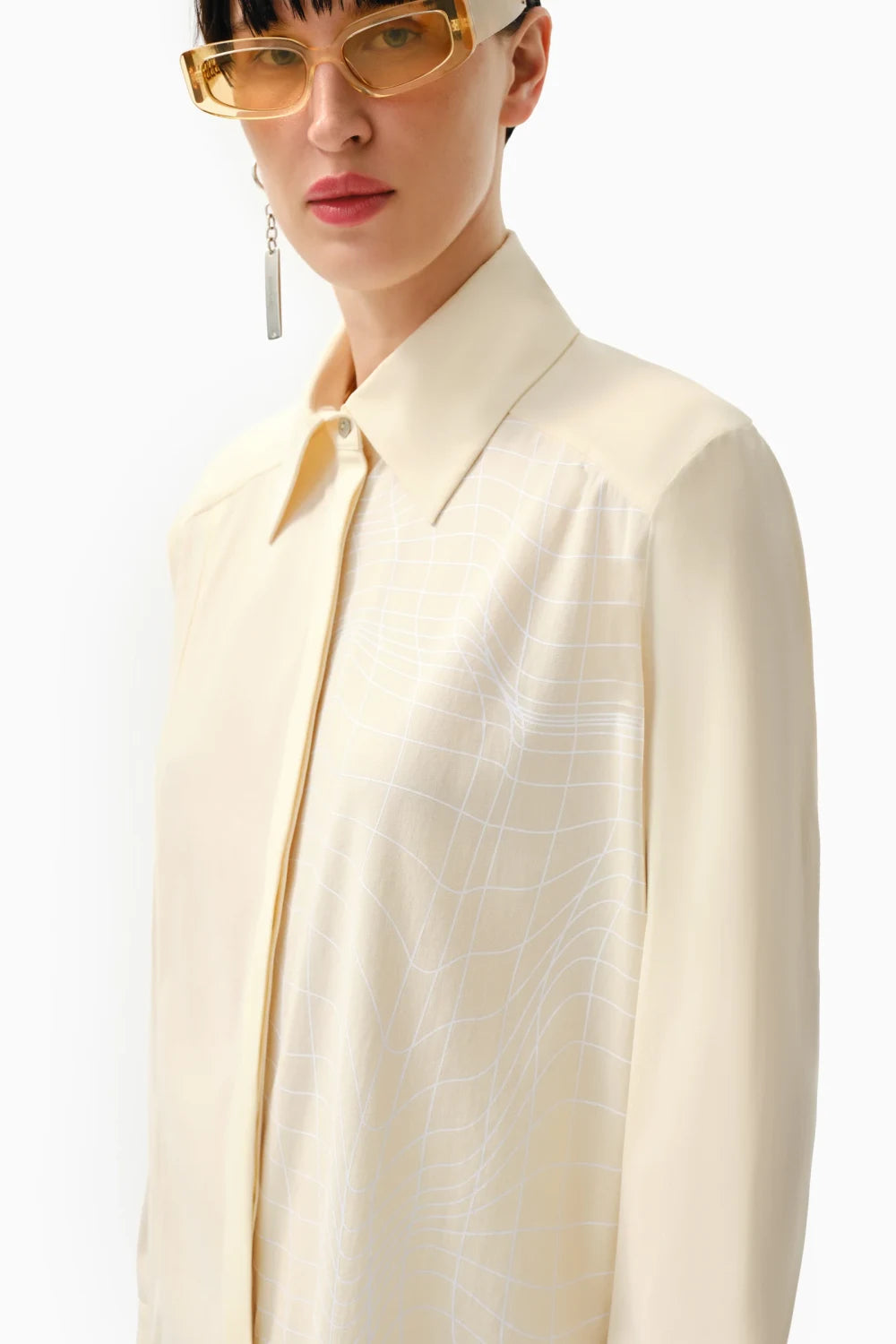 Kntlgy-Çapraz Baskılı Rahat Kesim Gömlek-Gömlek-3-Milagron.com