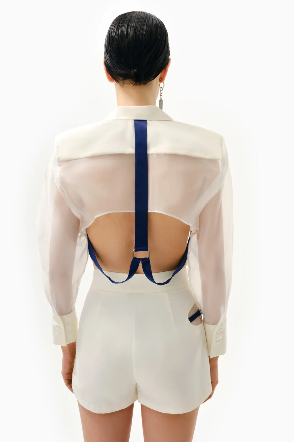 Kntlgy-Dekolteli Ekru Mini Şort-Şort-3-Milagron.com