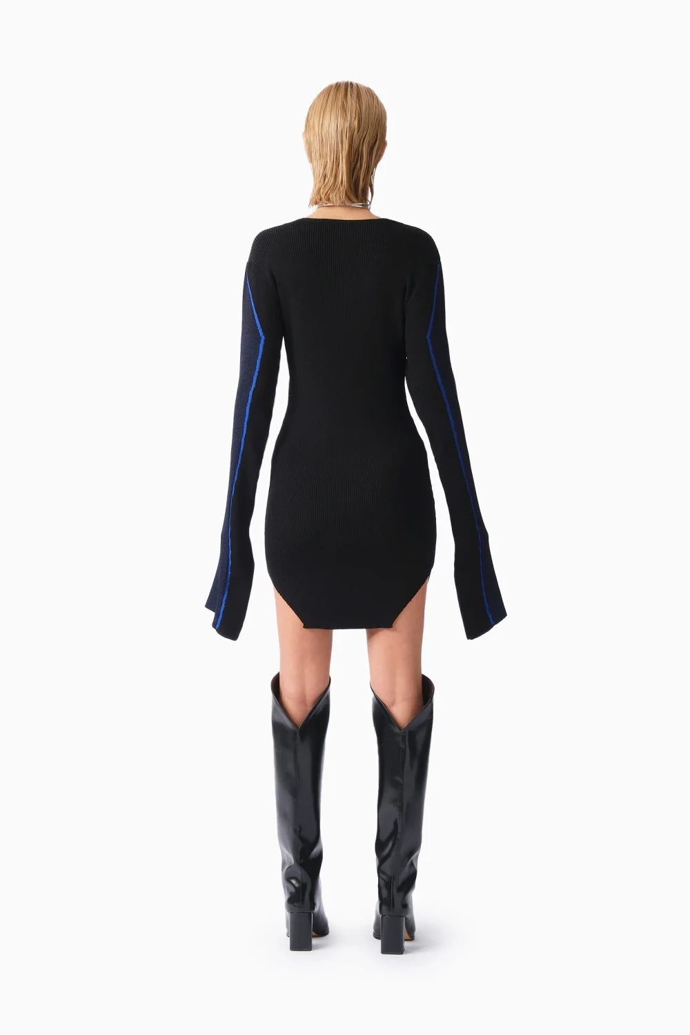 Kntlgy-Dominion Trompet Kollu Çizgili Elbise-Elbise-5-Milagron.com