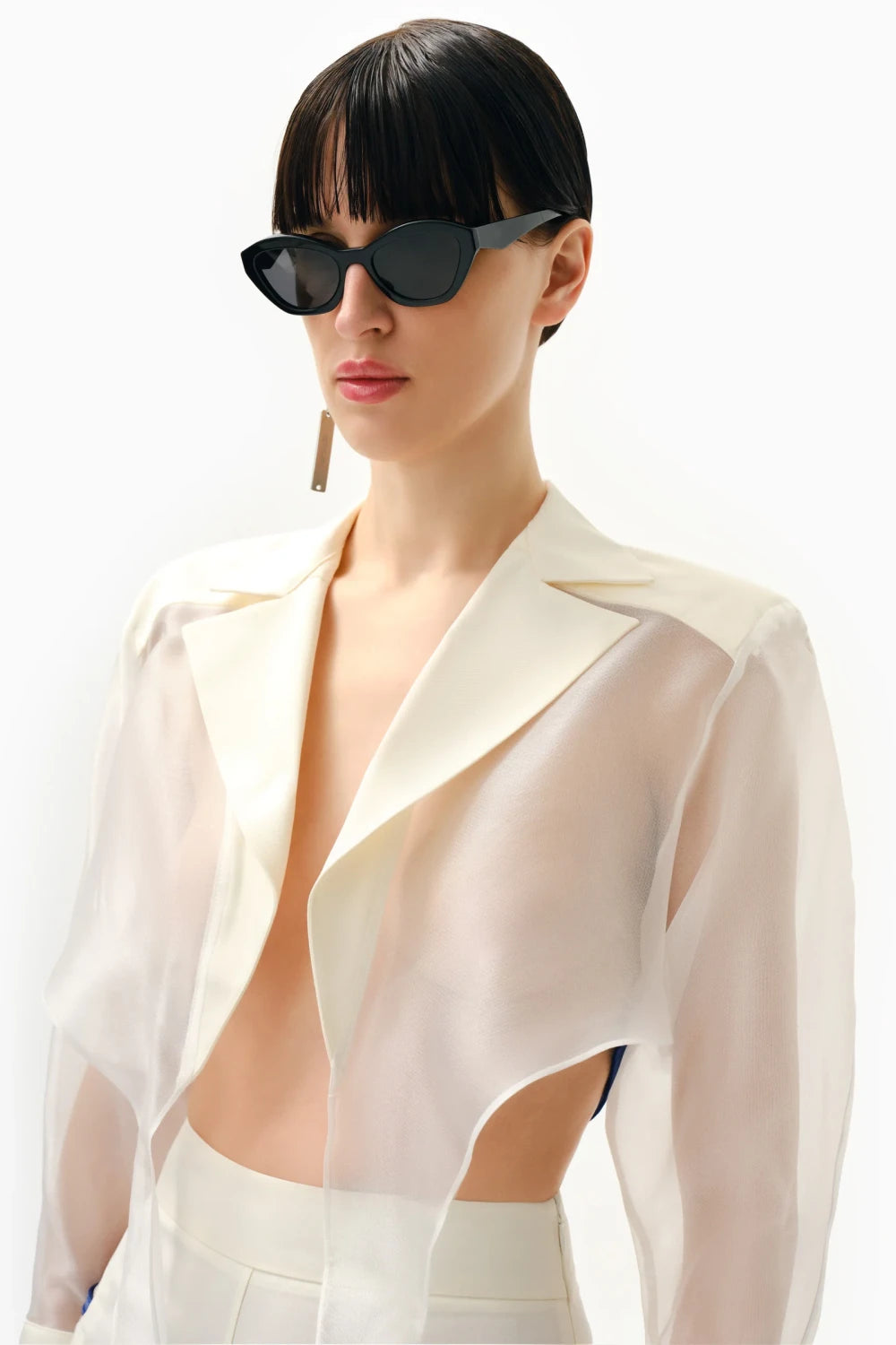 Kntlgy-Ekru Organze Crop Ceket-Ceket-5-Milagron.com