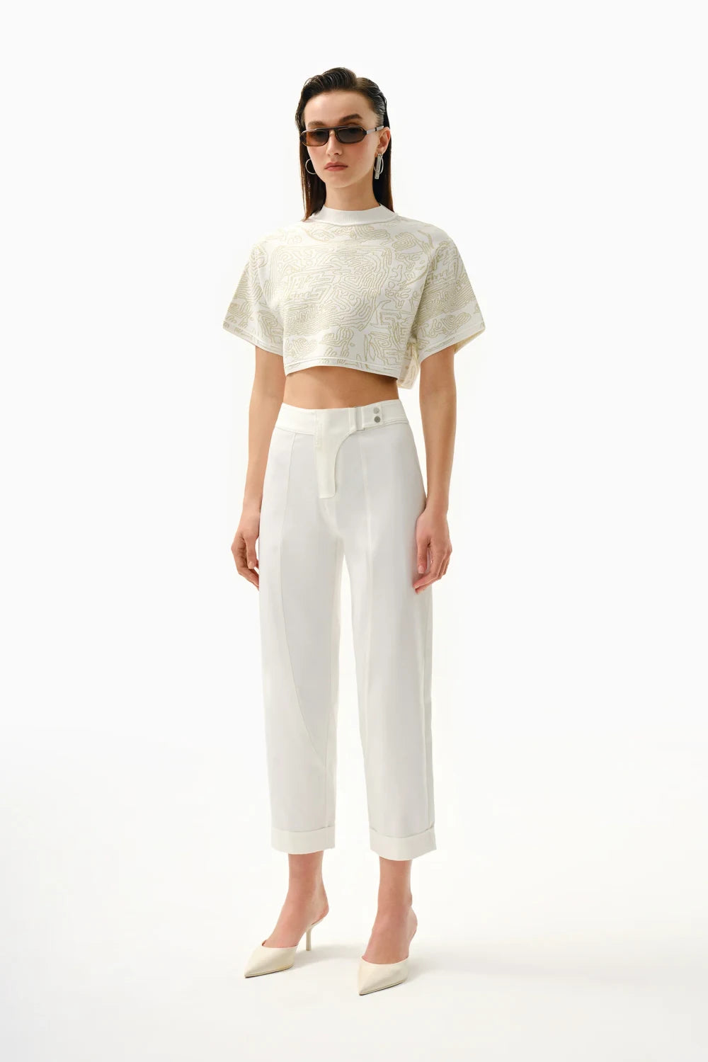 Kntlgy-Fingerprint Jakarlı Crop Top-Top-2-Milagron.com