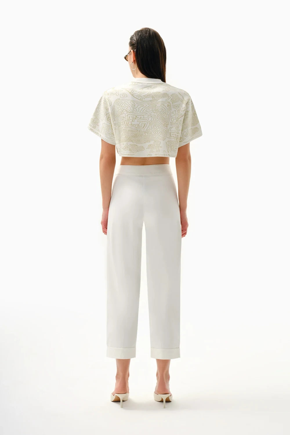 Kntlgy-Fingerprint Jakarlı Crop Top-Top-3-Milagron.com