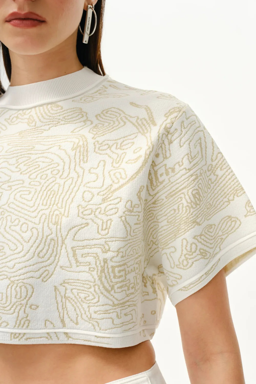 Kntlgy-Fingerprint Jakarlı Crop Top-Top-4-Milagron.com