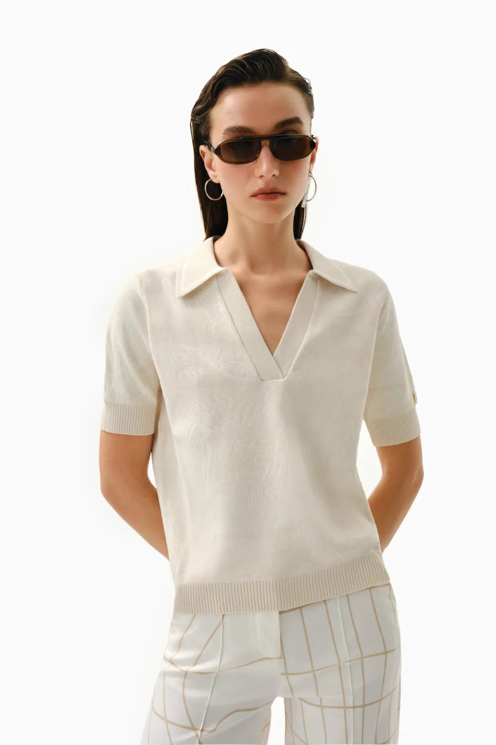 Kntlgy-Fingerprint Jakarlı Polo Üst-Bluz-2-Milagron.com