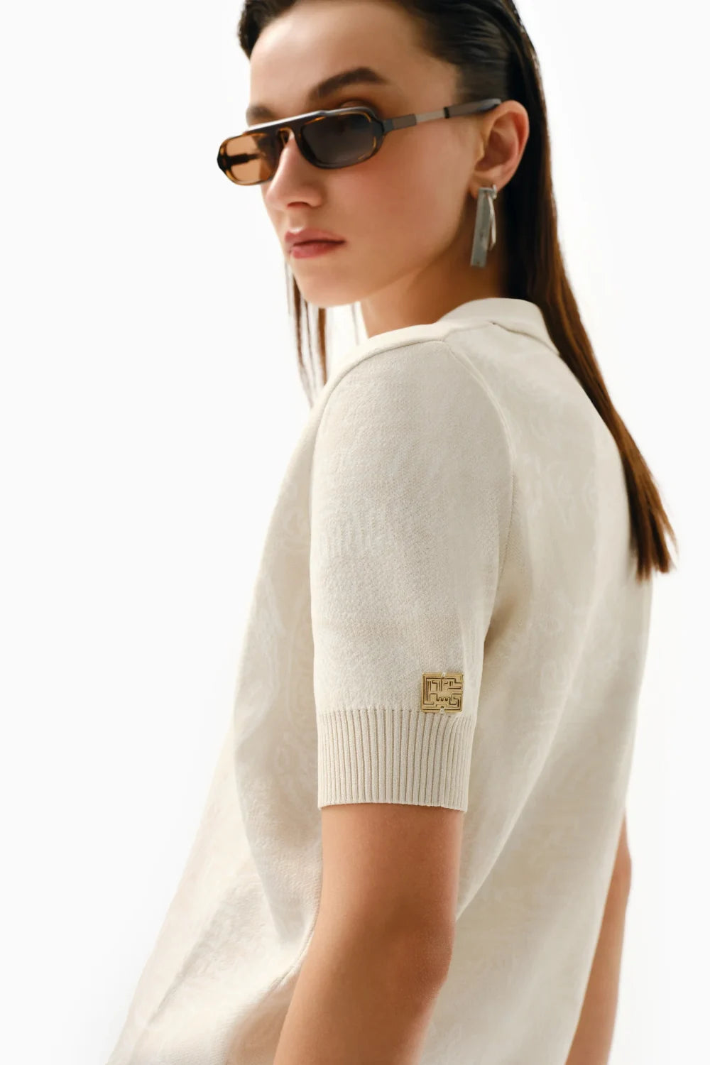 Kntlgy-Fingerprint Jakarlı Polo Üst-Bluz-3-Milagron.com