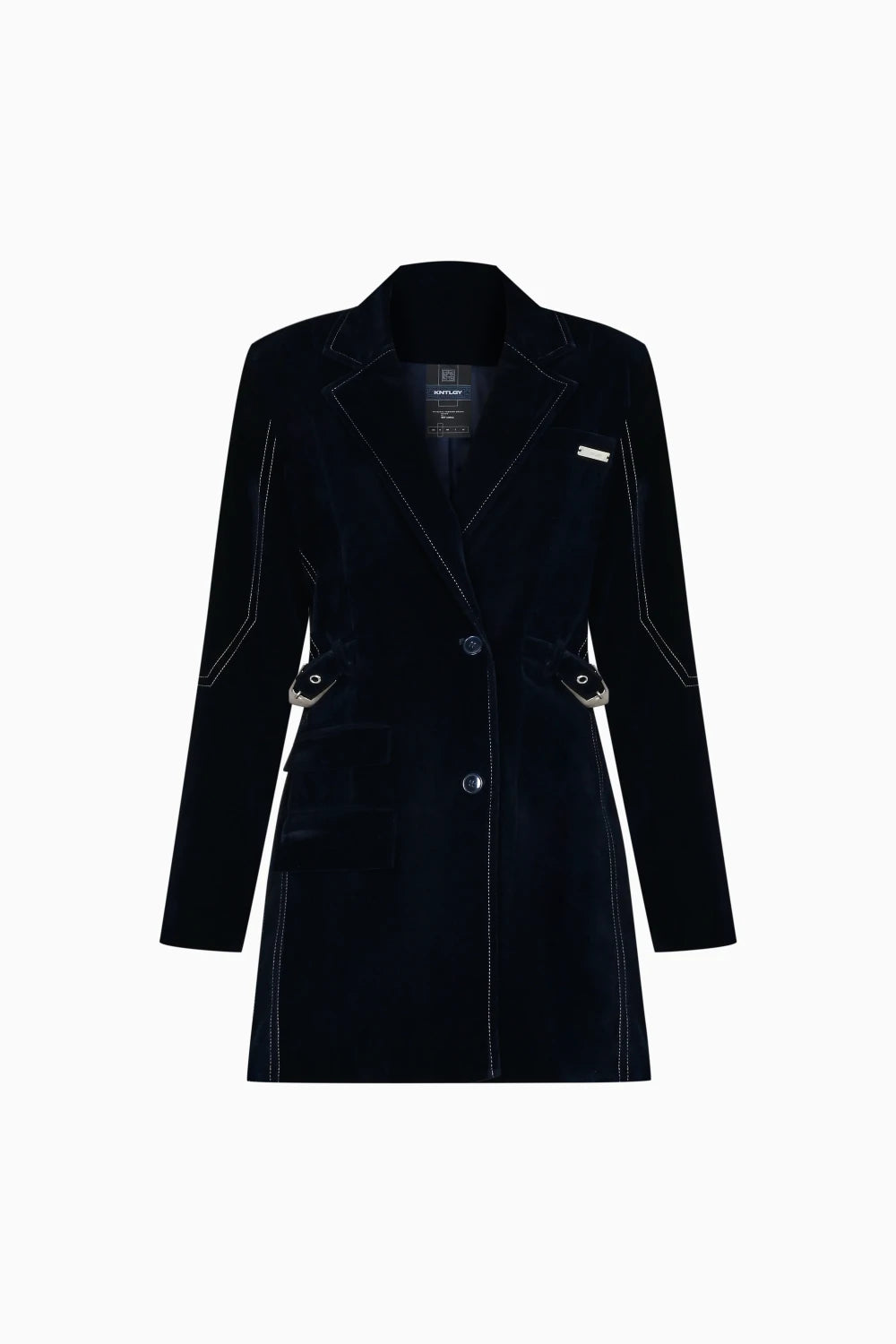 Kntlgy-Gece Mavisi Kadife Ceket Elbise-Elbise-1-Milagron.com