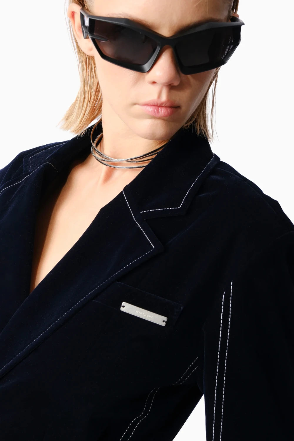 Kntlgy-Gece Mavisi Kadife Ceket Elbise-Elbise-4-Milagron.com