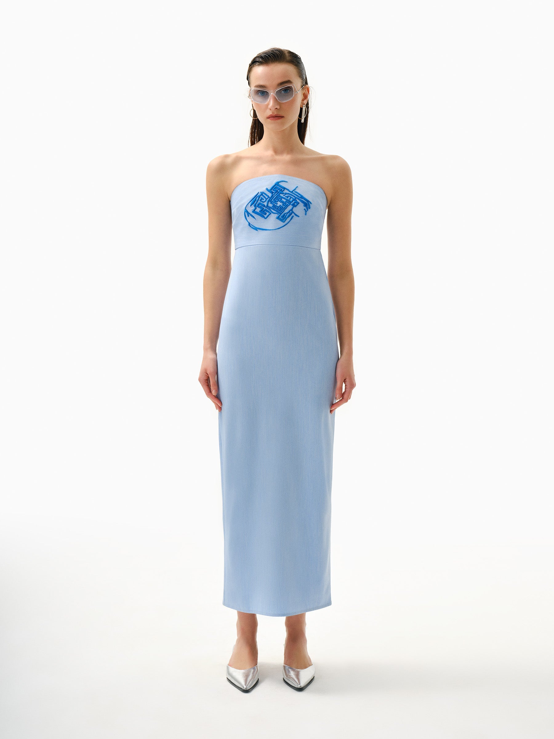 Kntlgy-Helenic Fingerprint Elbise-Elbise-1-Milagron.com