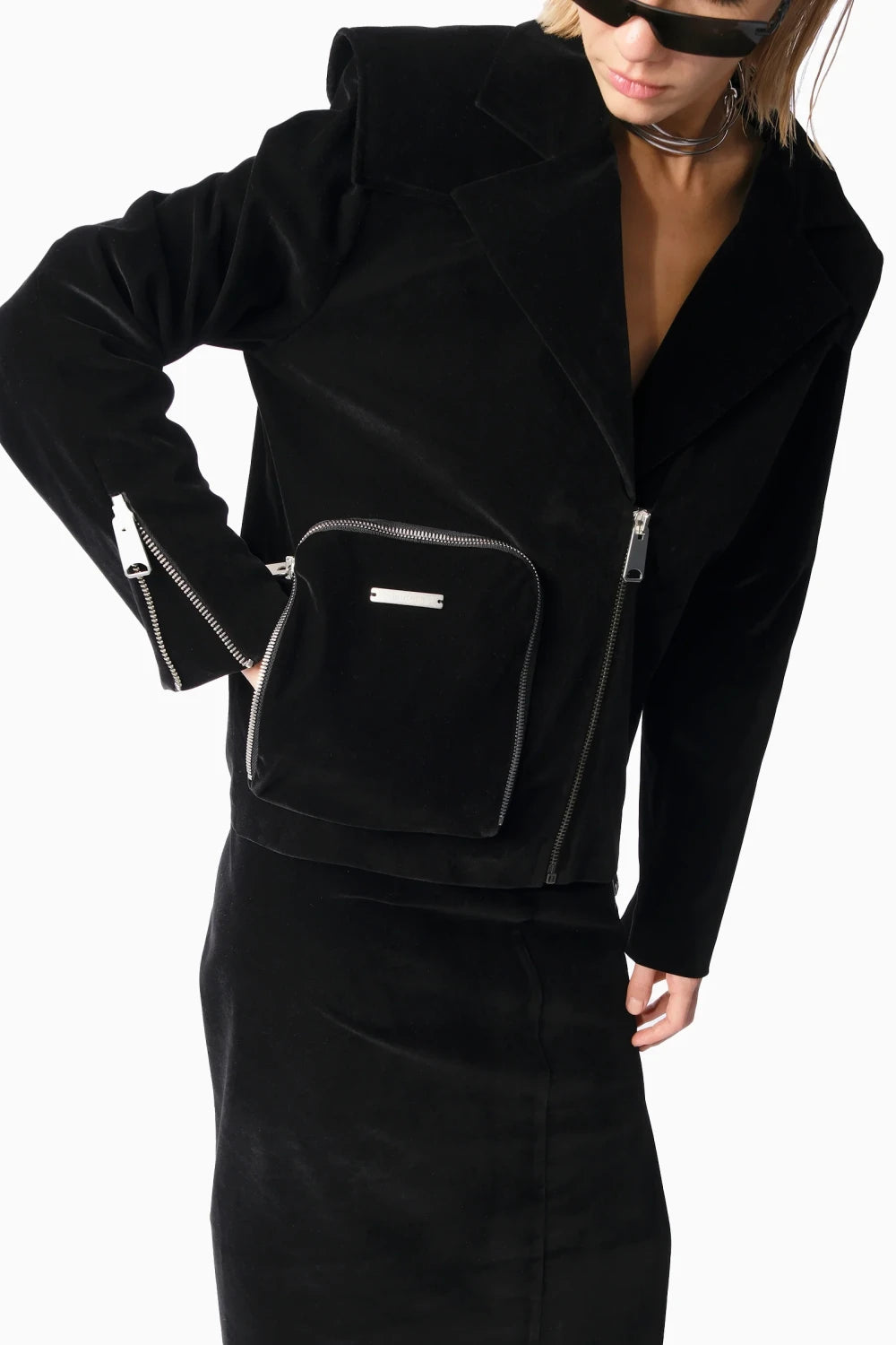 Kntlgy-Kadife Fermuarlı Blazer-Ceket-3-Milagron.com