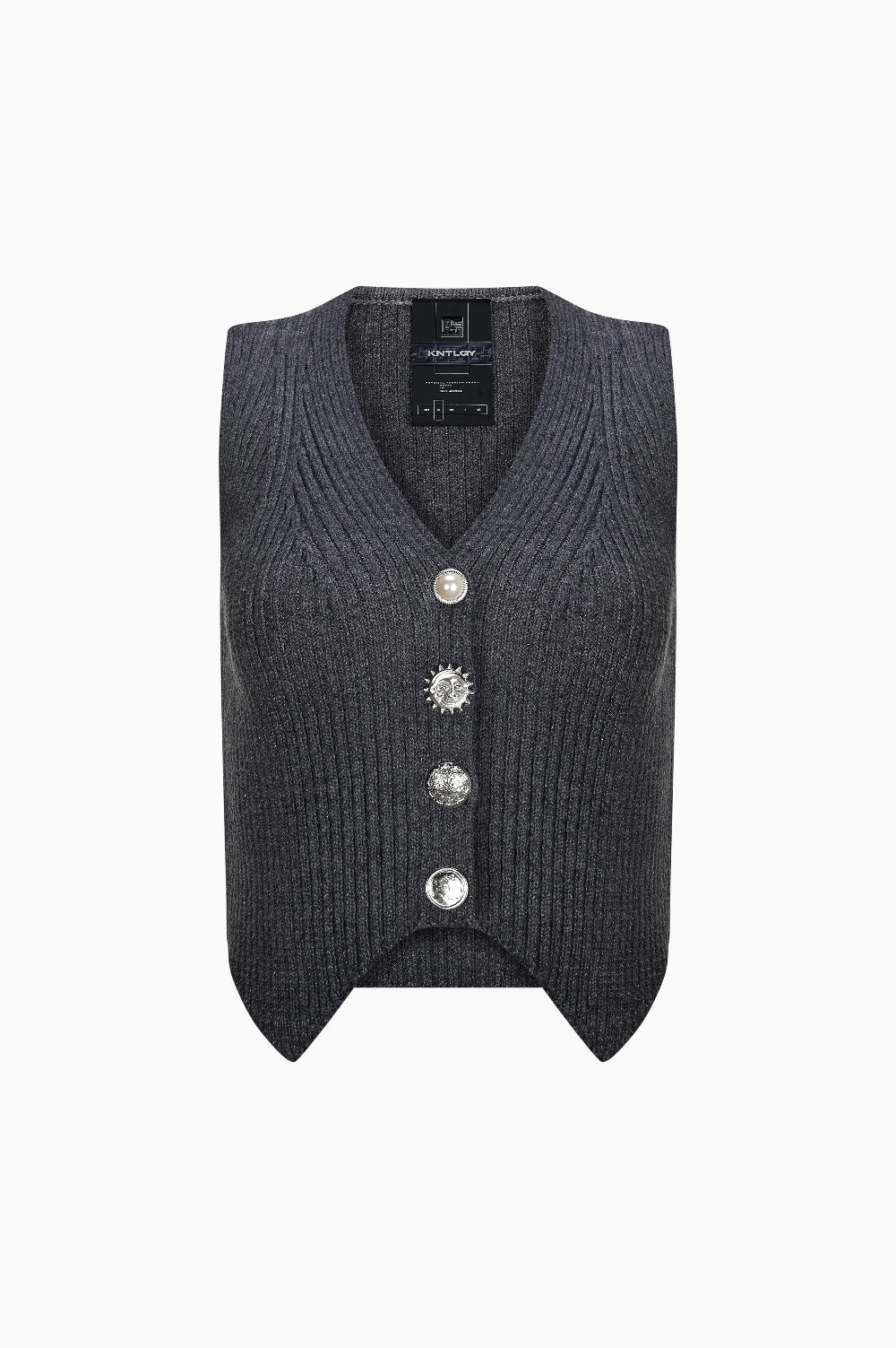 Kntlgy-Kntlgy Multi Button Ribbed Yelek-Yelek-1-Milagron.com