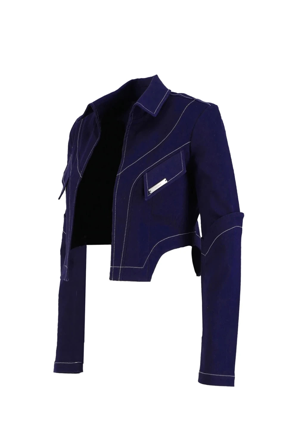 Kntlgy-Lacivert Crop Blazer Ceket-Ceket-4-Milagron.com