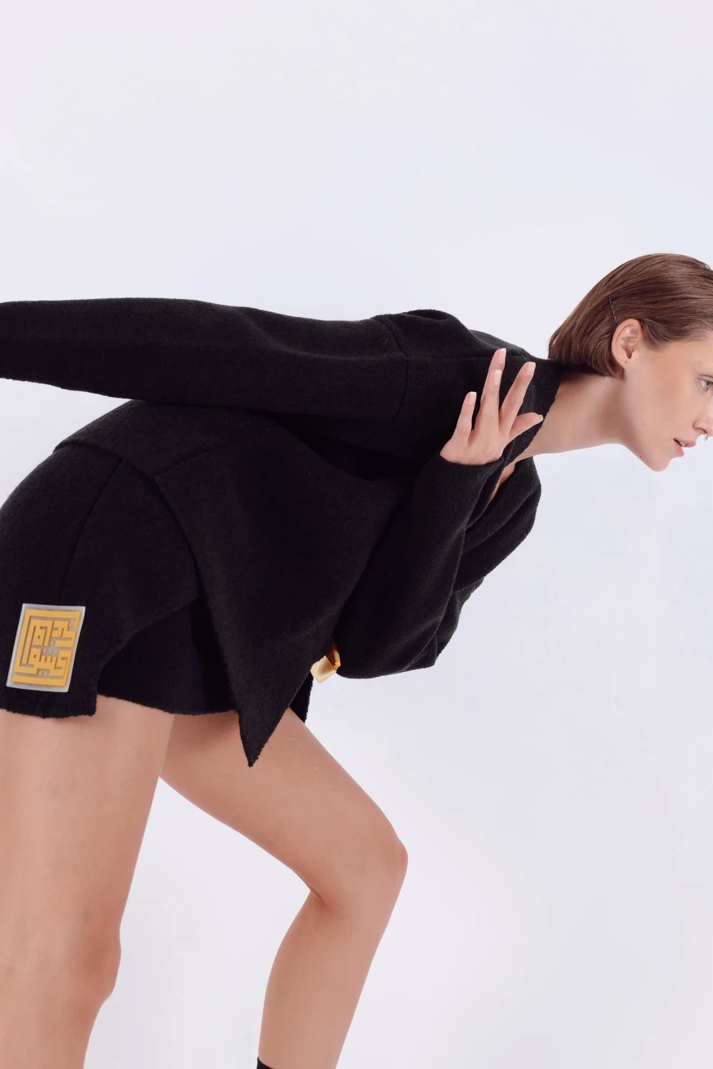 Kntlgy-Logolu Asimetrik Mini Örme Etek-Etek-3-Milagron.com