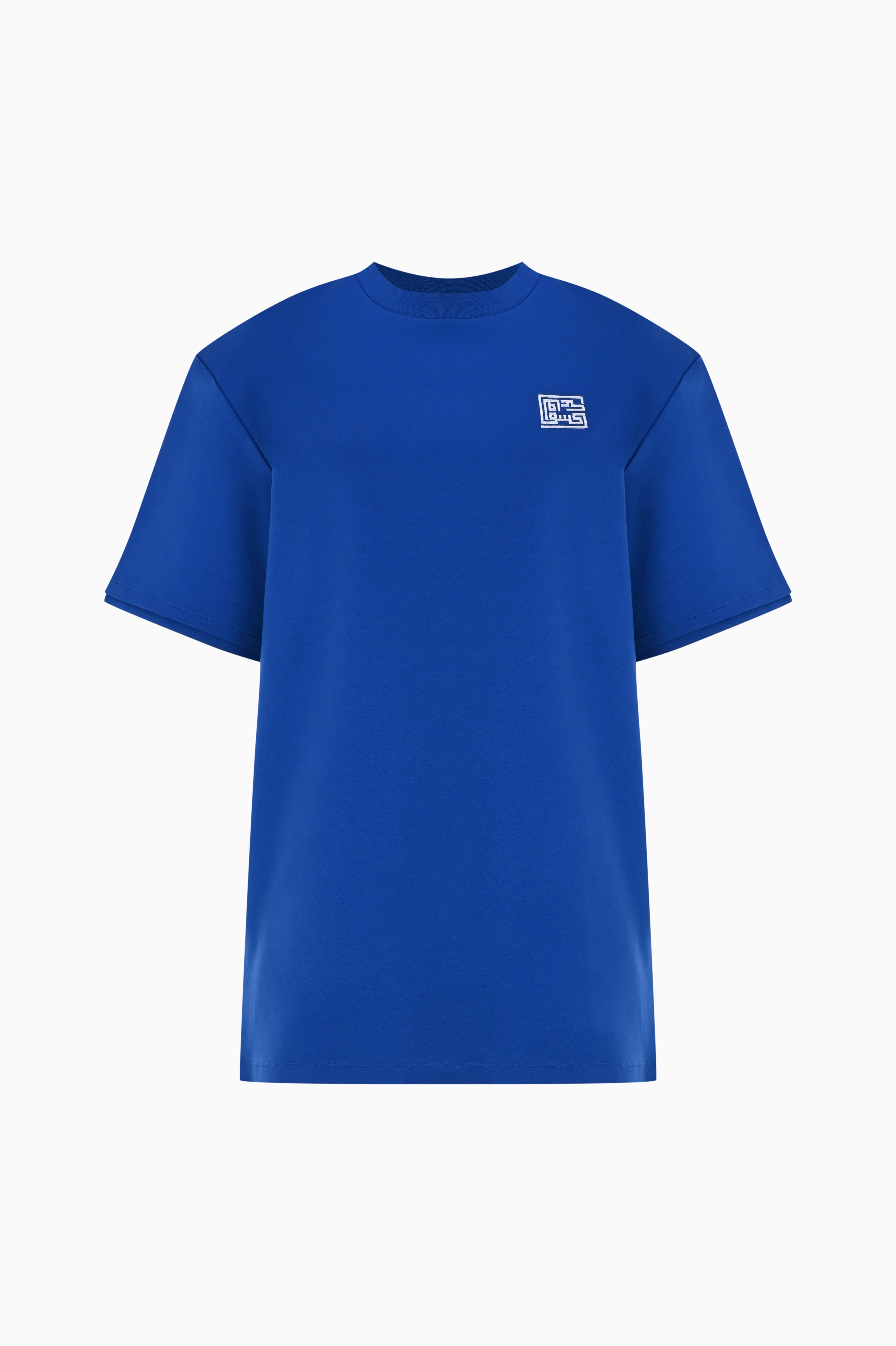 Kntlgy-Mavi Lineer Baskılı Oversize Unisex T Shirt-T-Shirts-1-Milagron.com