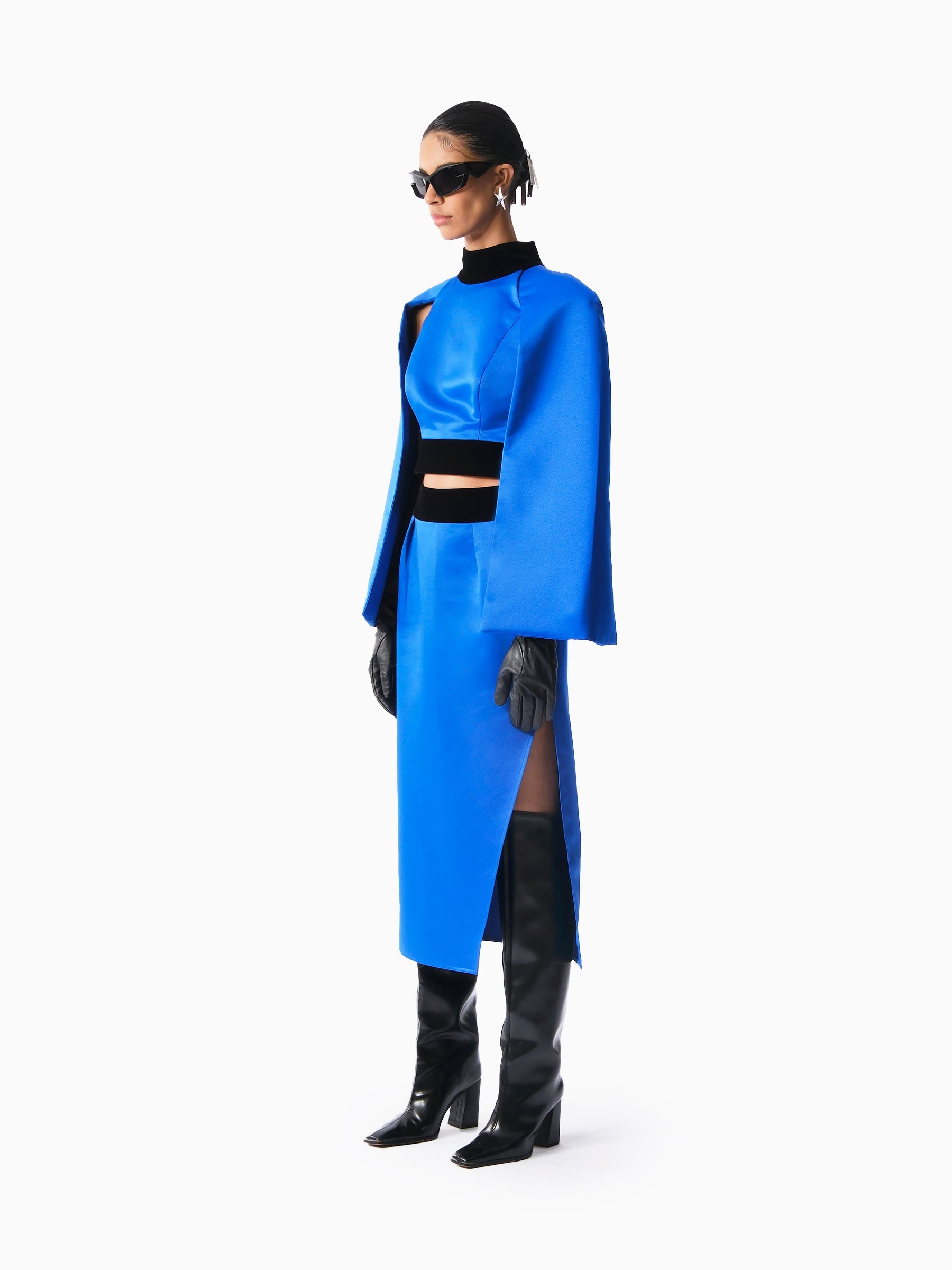 Kntlgy-Opulent Blue Swirl Saten Bluz-Top-4-Milagron.com