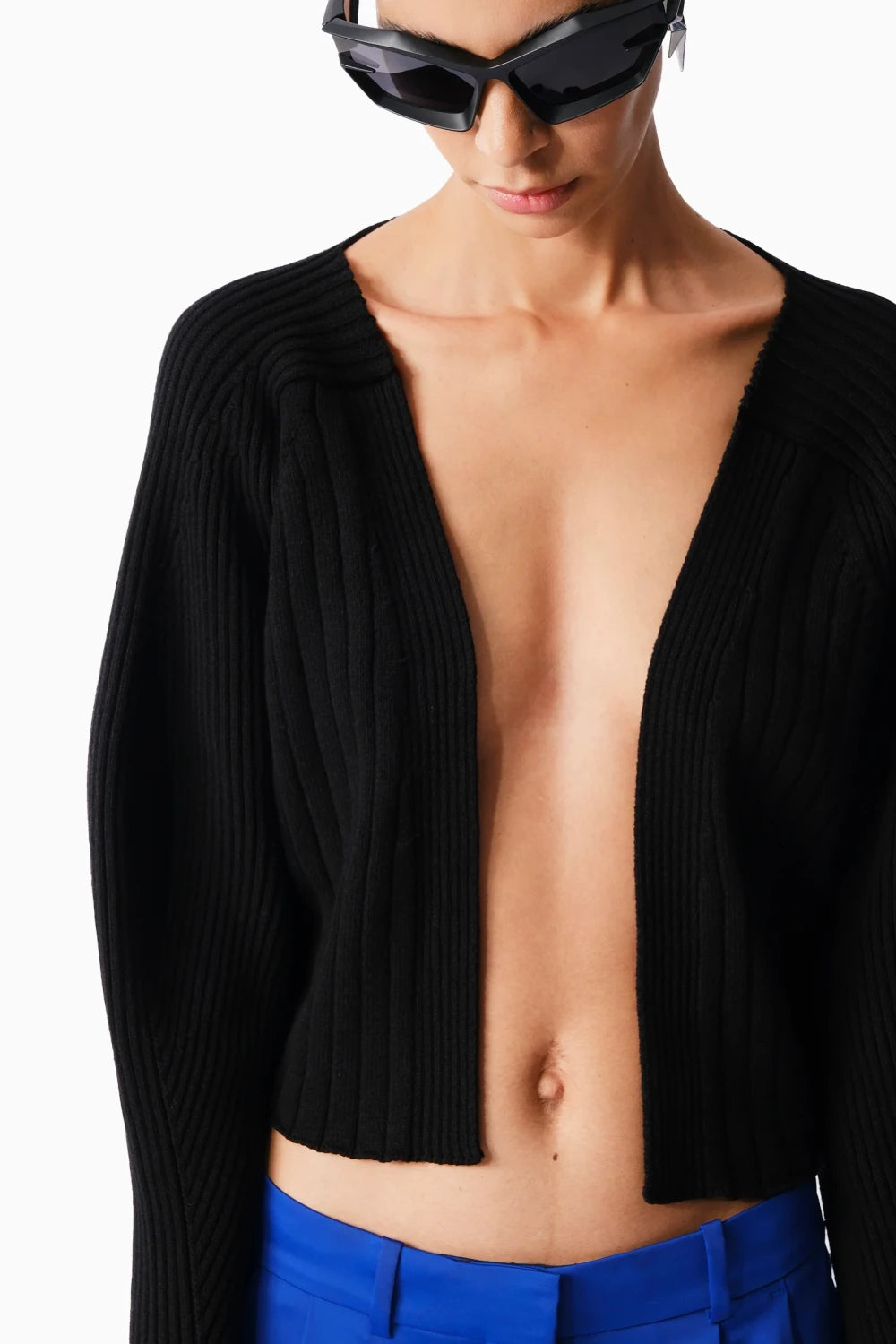 Kntlgy-Siyah Crop Hırka-Kazak & Triko-4-Milagron.com