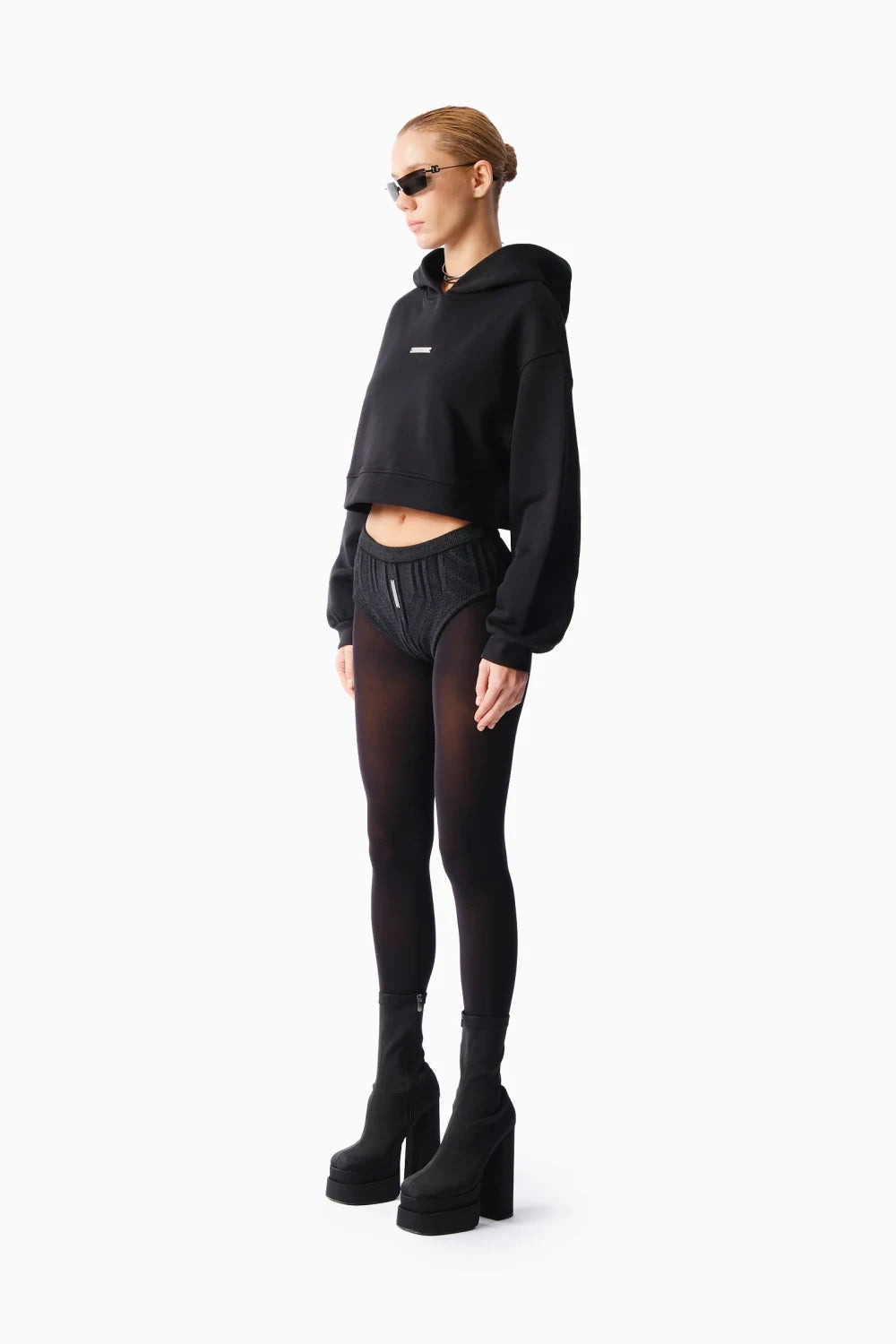 Kntlgy-Siyah Crop Sweatshirt-Sweatshirts & Hoodies-2-Milagron.com