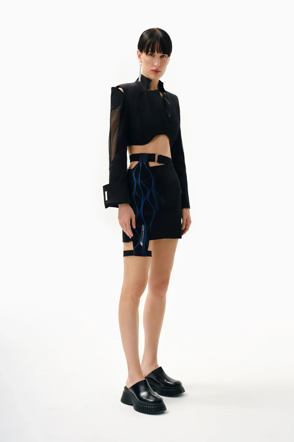 Kntlgy-Siyah Organze Crop Gömlek-Gömlek-2-Milagron.com