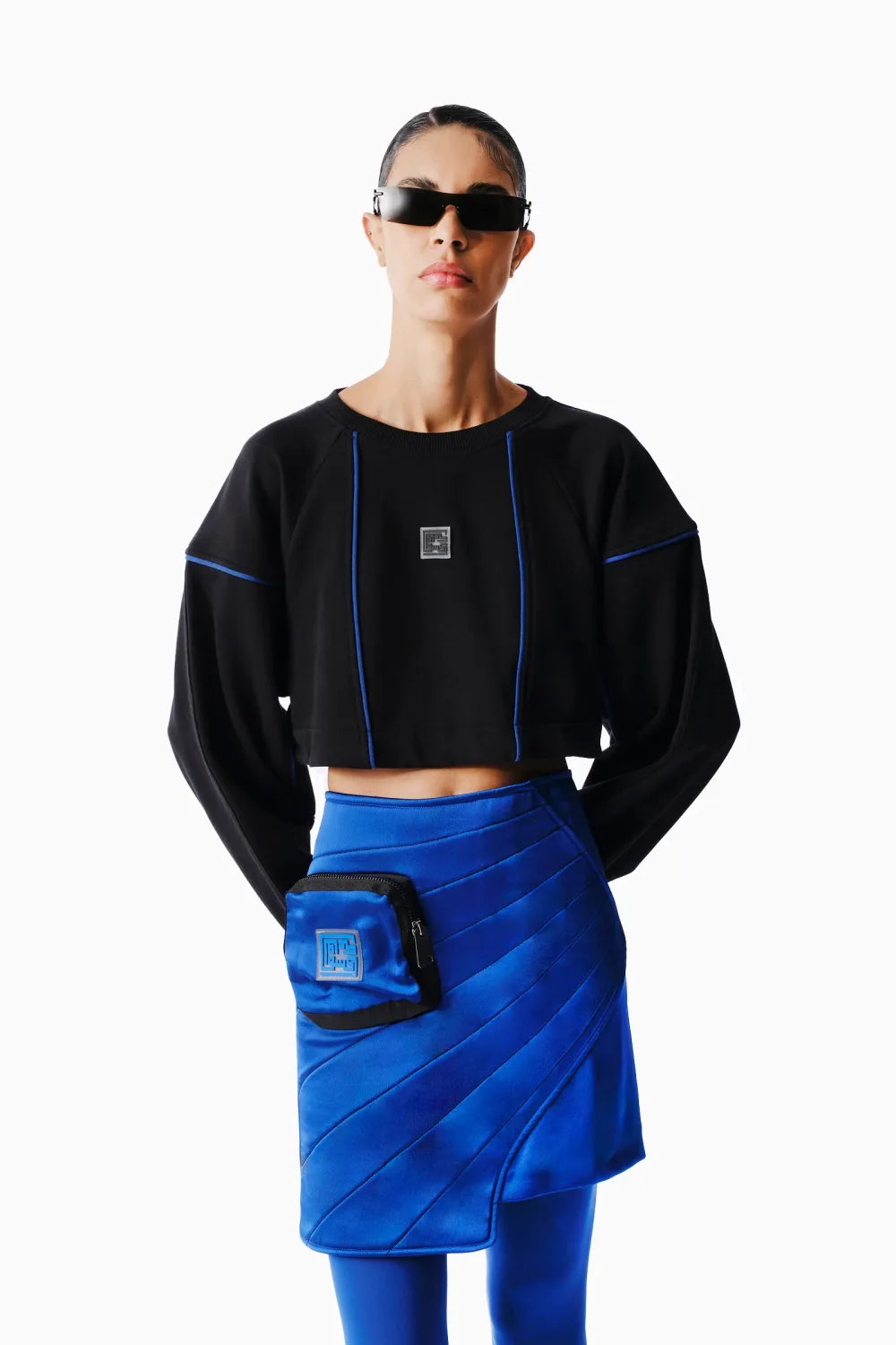 Kntlgy-Super Woman Sınırlı Üretim Mavi Saten Etek-Etek-3-Milagron.com