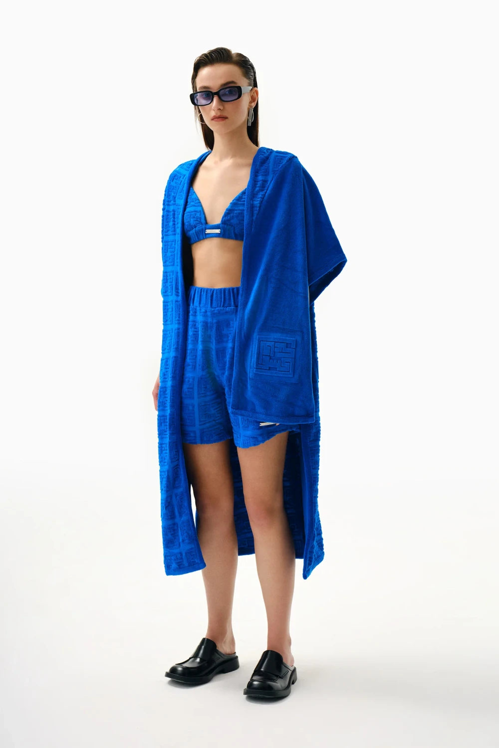 Kntlgy-Unisex Mavi Havlu Asimetrik Kimono-Kimono-2-Milagron.com