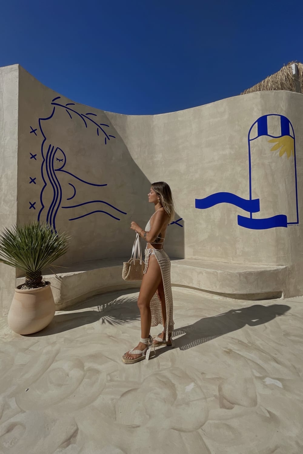 Koi People-Örgü Plaj Elbisesi / Örgü Takım Bej-Pareo & Bandana-5-Milagron.com