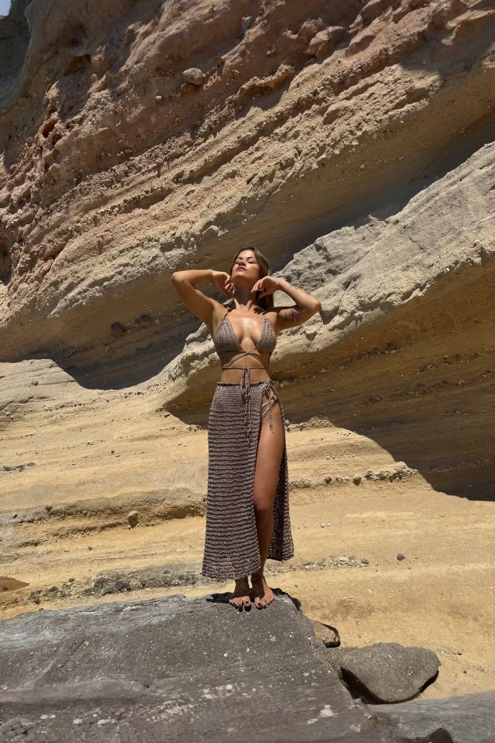 Koi People-Örgü Plaj Elbisesi / Örgü Takım Vizon-Bikini & Mayo-3-Milagron.com