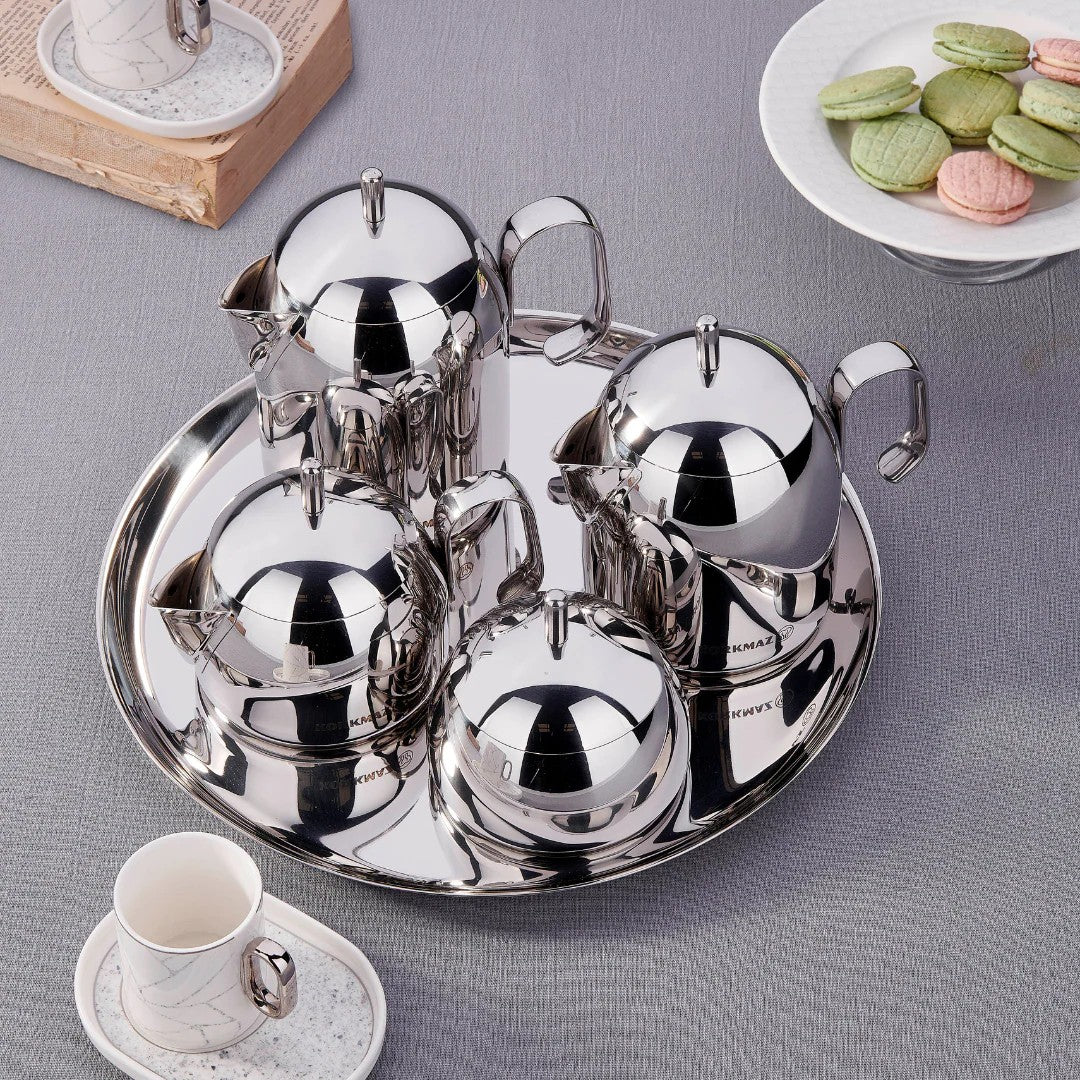 Korkmaz A280 Pera 9 Parça Çelik Çay Kahve Seti