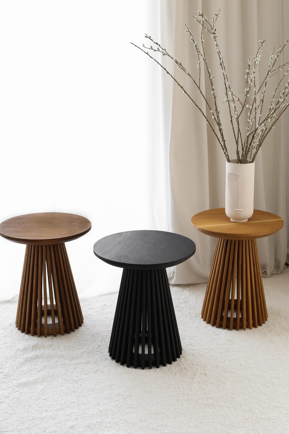 Kos Living-Cage Meşe Yan Sehpa Black-Sehpa-3-Milagron.com