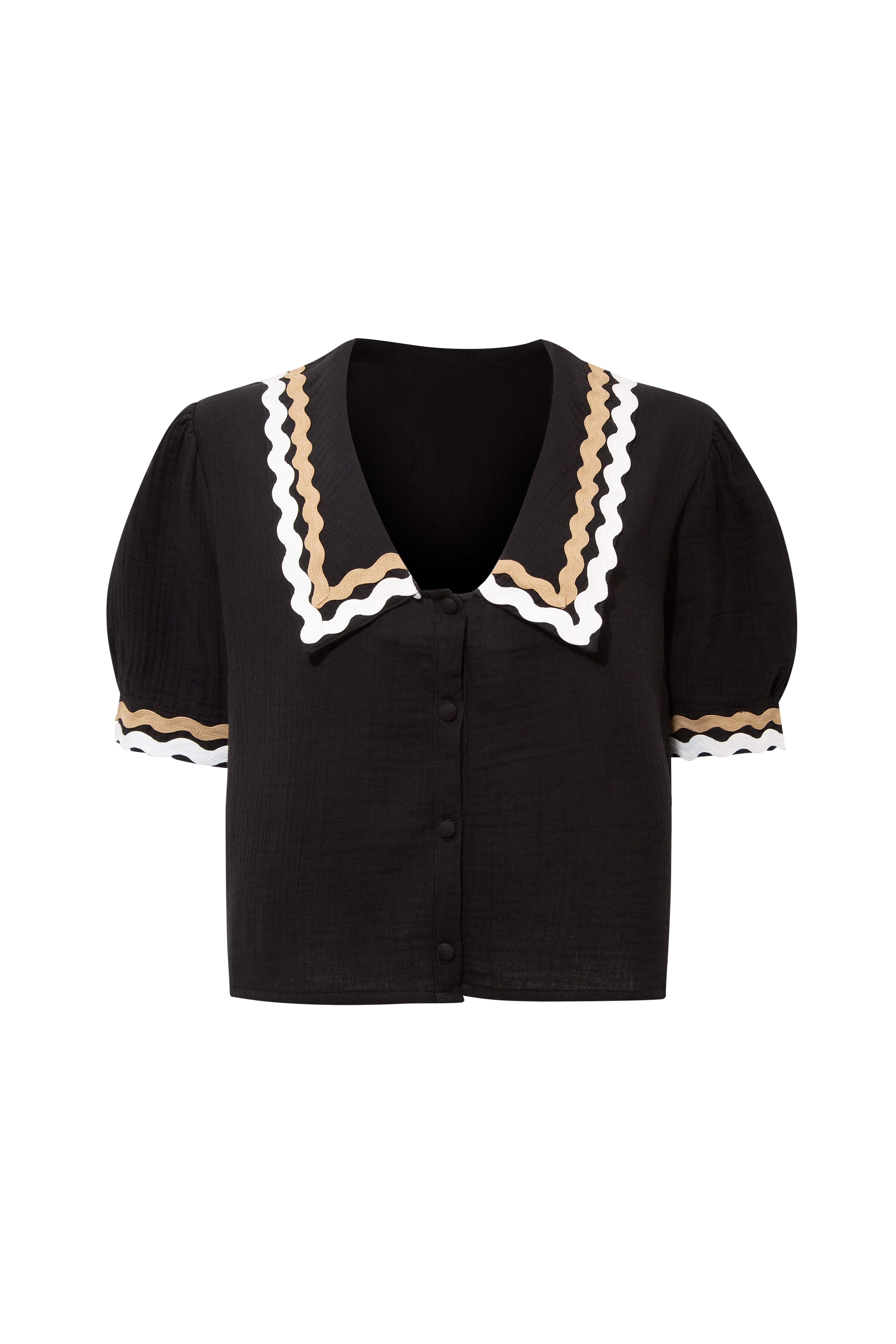 Le-Monade Dreams-Çift Su Taşı Detaylı Siyah Karpuz Kol Gömlek-Gömlek-4-Milagron.com