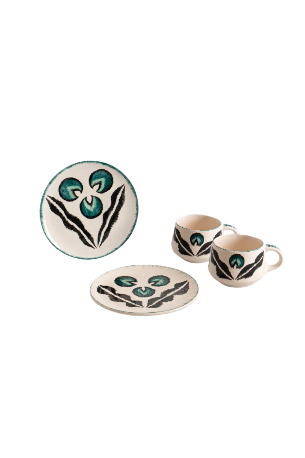 La Casa Antica-Ceramic Tea For Two Set 1 Chintamani Yeşil-Çay Seti-1-Milagron.com