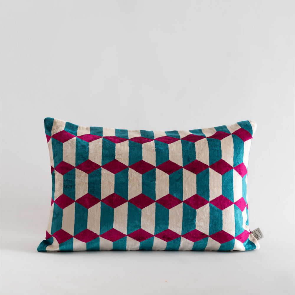 La Casa Antica-İpek Kadife İkat Yastık Kılıfı (40x60cm)-Yastık Kılıfı-1-Milagron.com