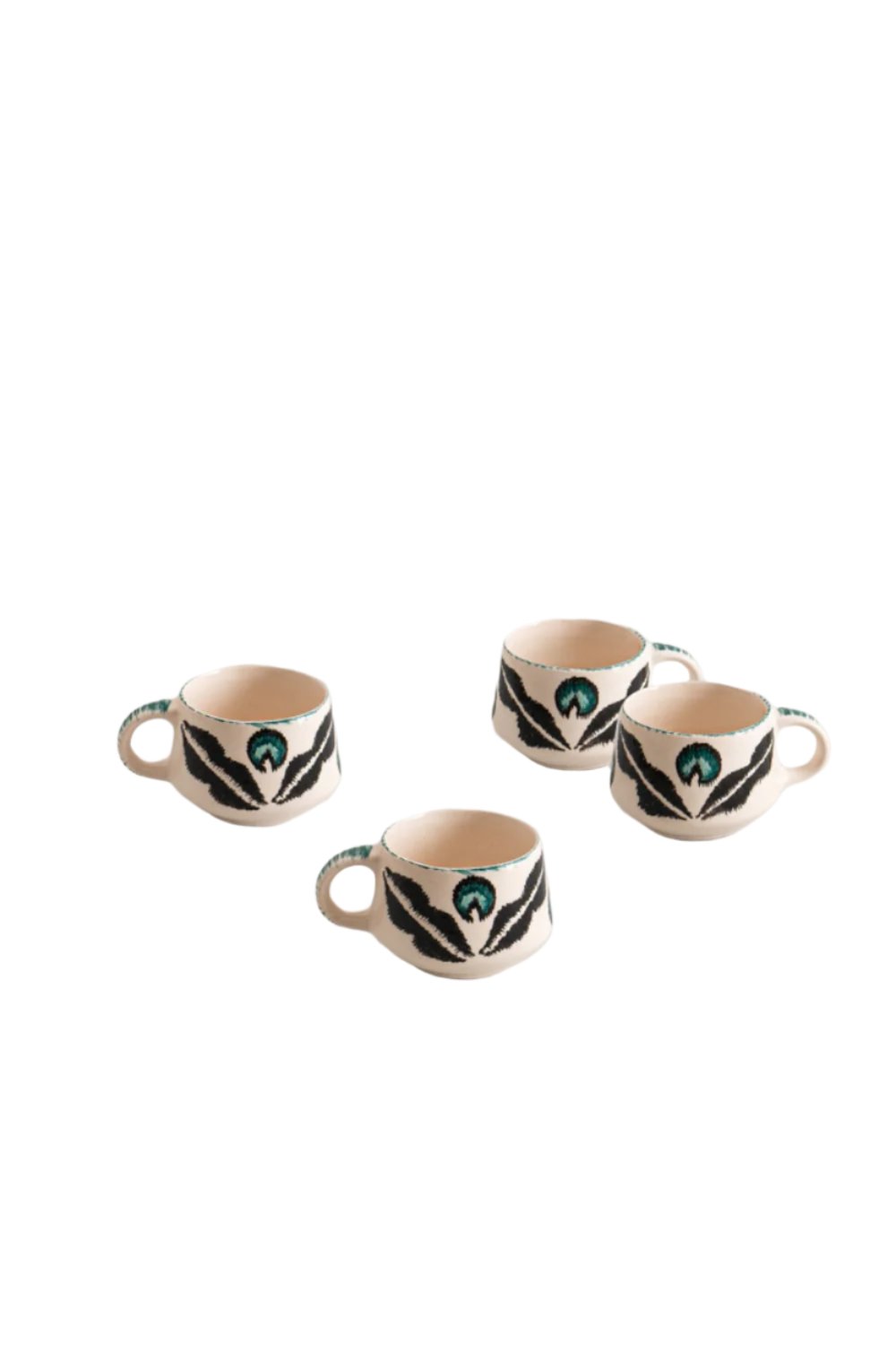 La Casa Antica-Seramik Kahve Fincanı Seti 4 Chintamani Yeşil-Kahve Fincanı-1-Milagron.com