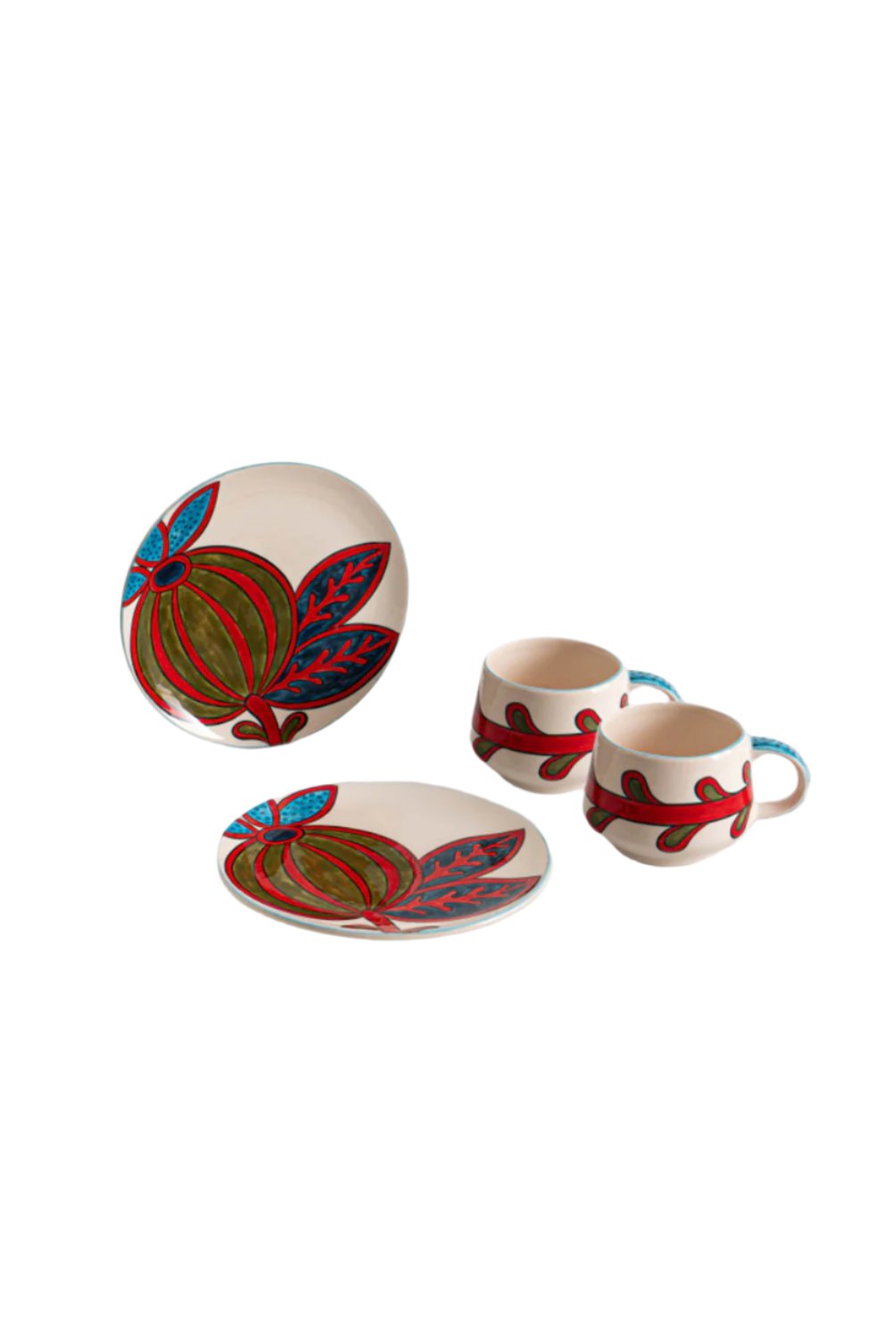 La Casa Antica-Seramik Tatlı Seti 3 Chintamani Mavi-Tabak & Kase-1-Milagron.com