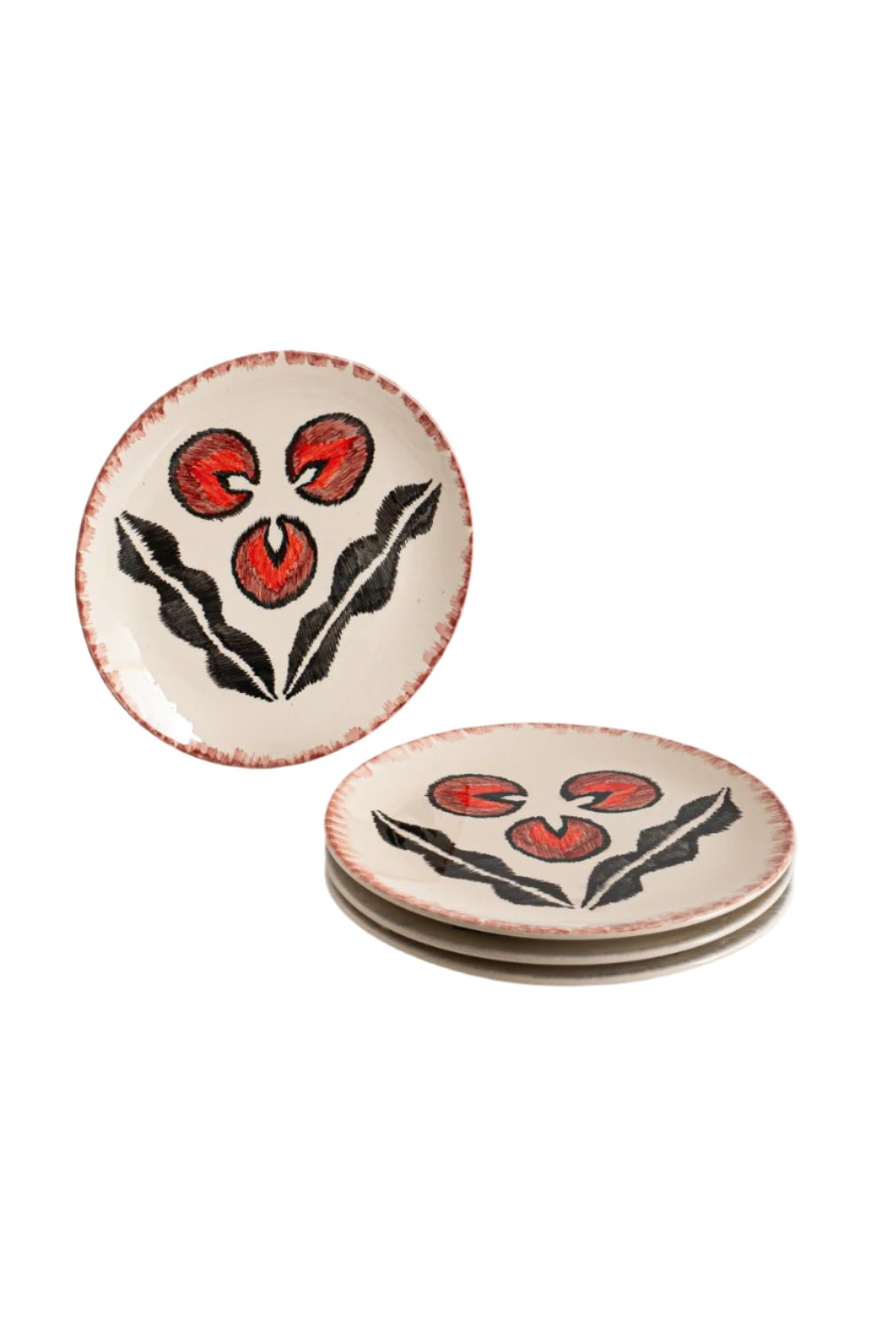 La Casa Antica-Seramik Yemek Tabağı Seti 7 Chintamani Bordo-Tabak & Kase-1-Milagron.com