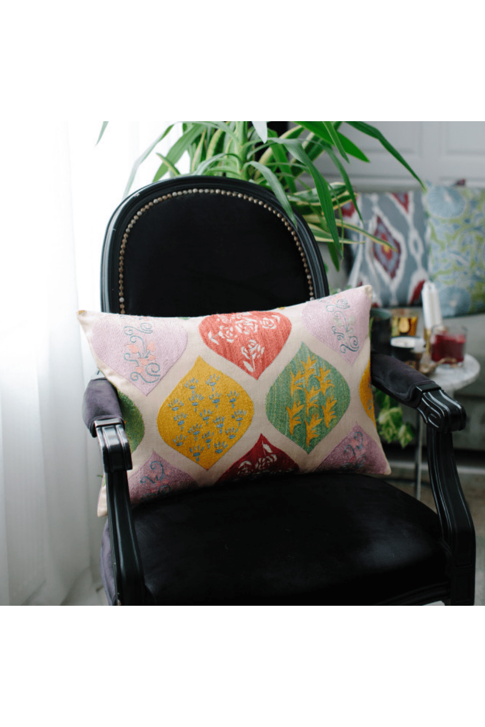 La Casa Antica-Suzani Yastık Kılıfı (40x60cm)-Yastık Kılıfı-1-Milagron.com
