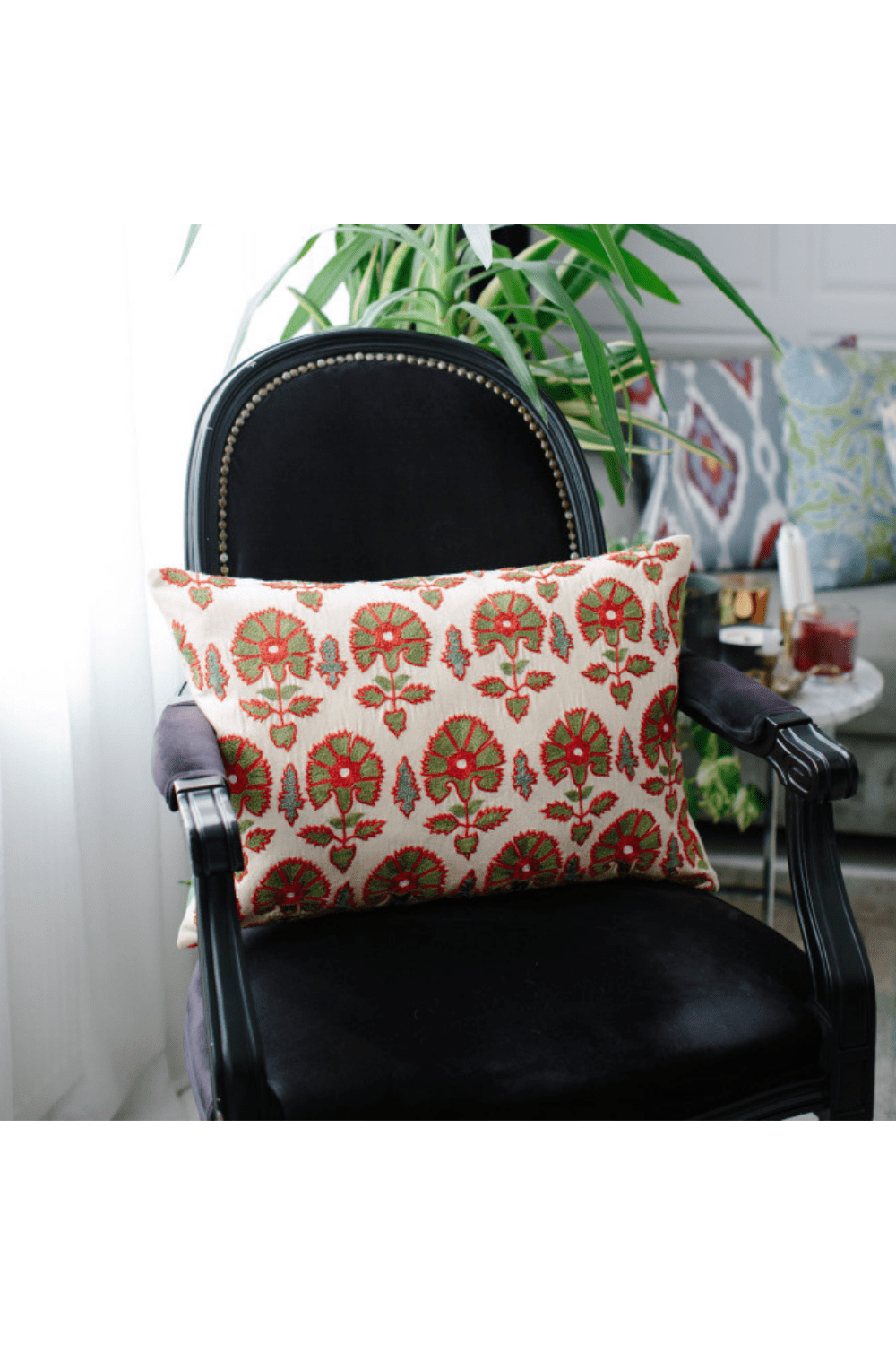 La Casa Antica-Suzani Yastık Kılıfı (40x60cm)-Yastık Kılıfı-1-Milagron.com