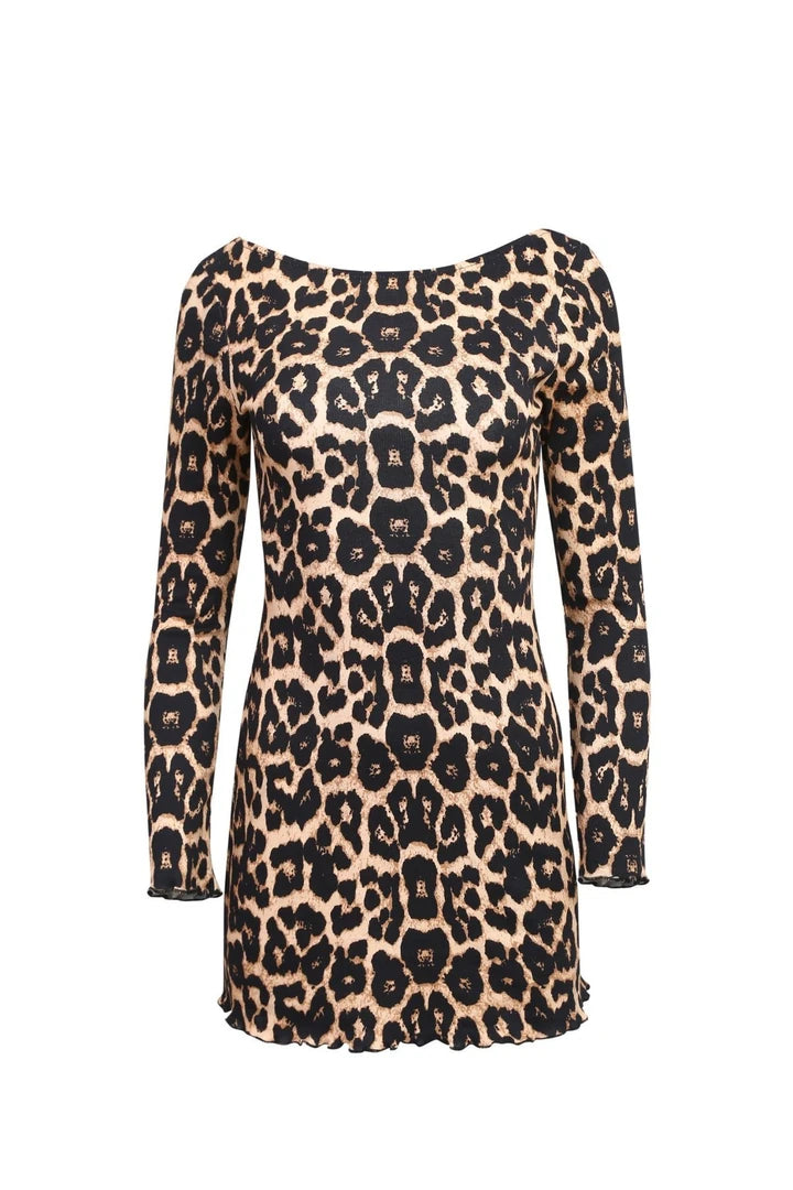 Almeida Leopar Desenli Mini Elbise
