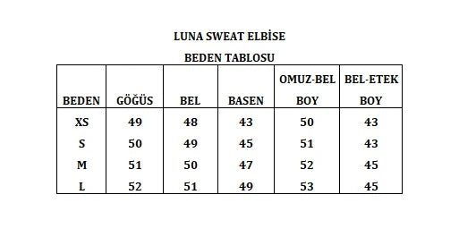 Luna Mini Yırtmaç Detaylı Uzun Kollu Sweat Elbise