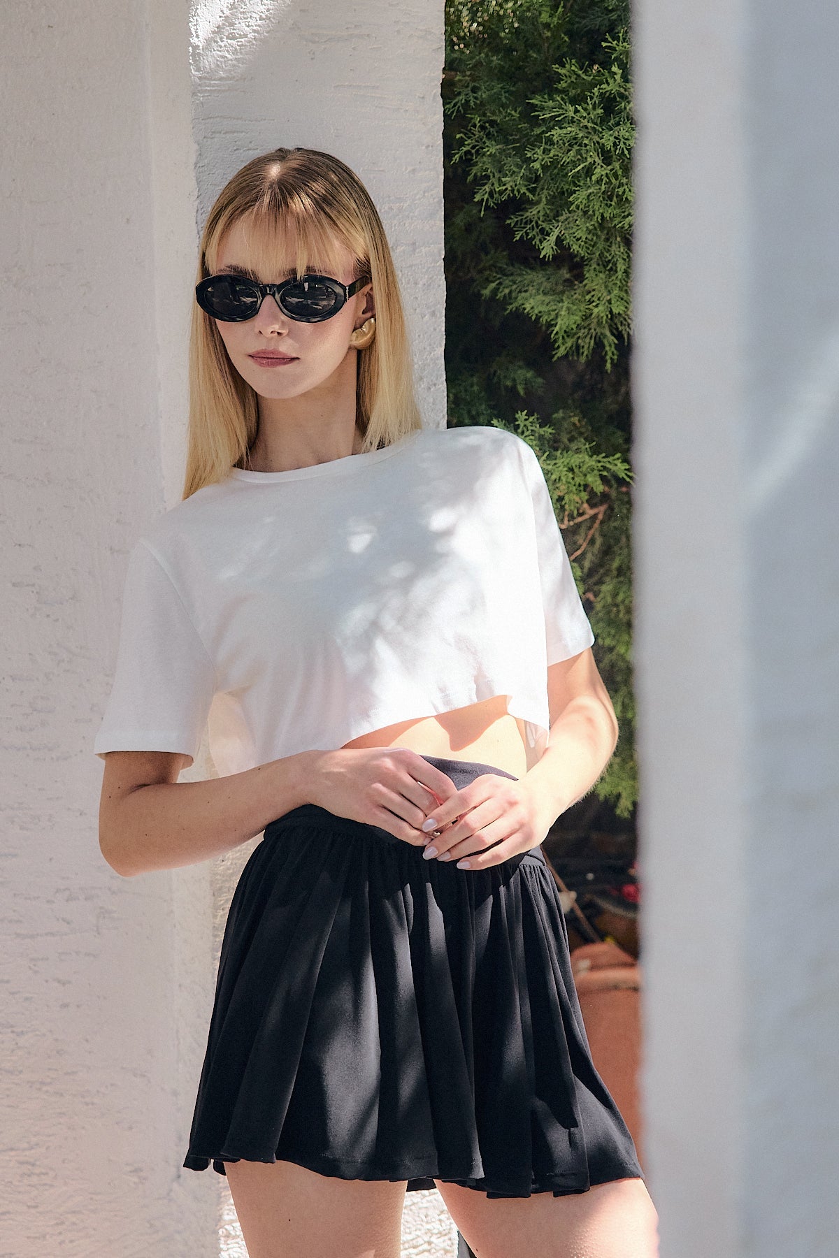 Mint Pamuklu Crop T-Shirt | Beyaz