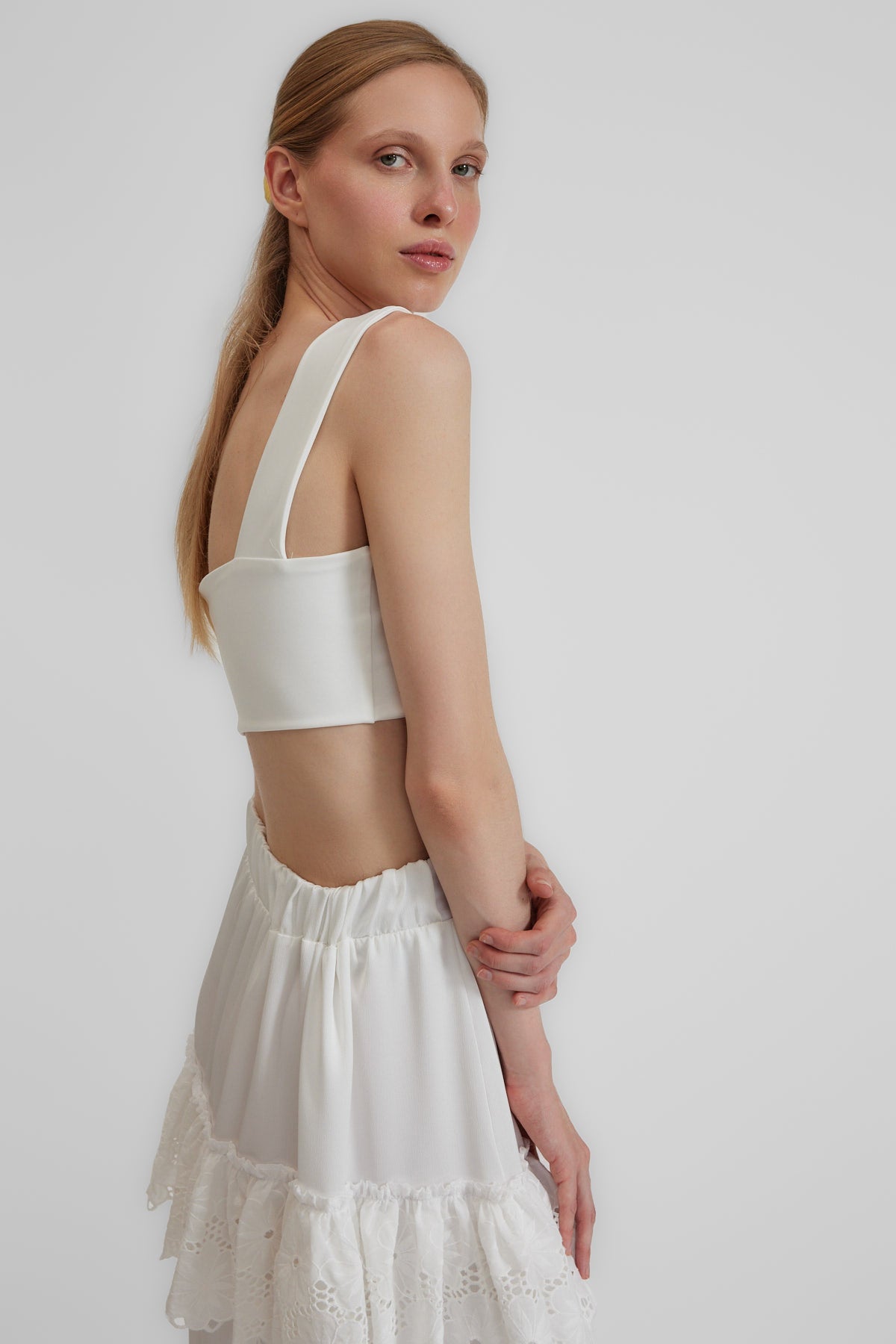 Ribbon Beyaz Crop Top
