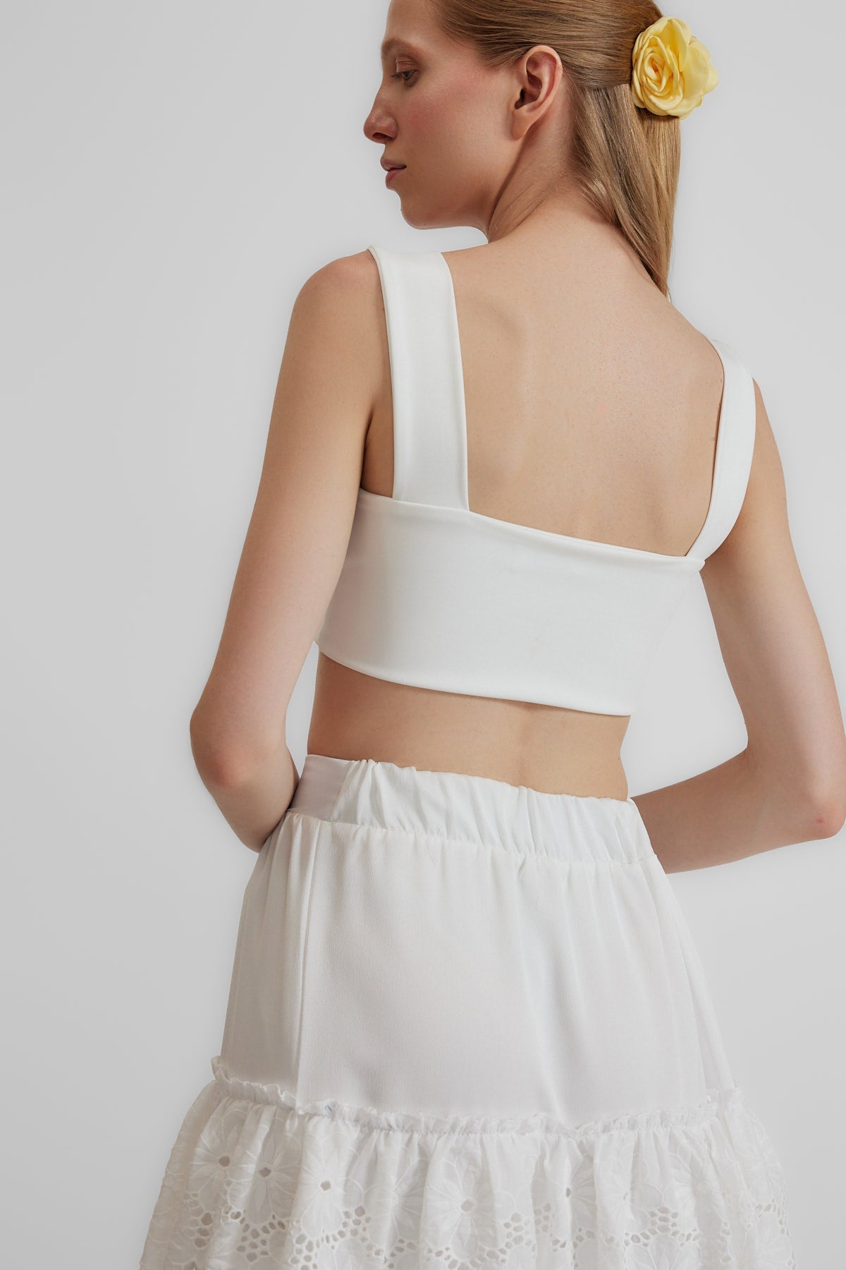 Ribbon Beyaz Crop Top