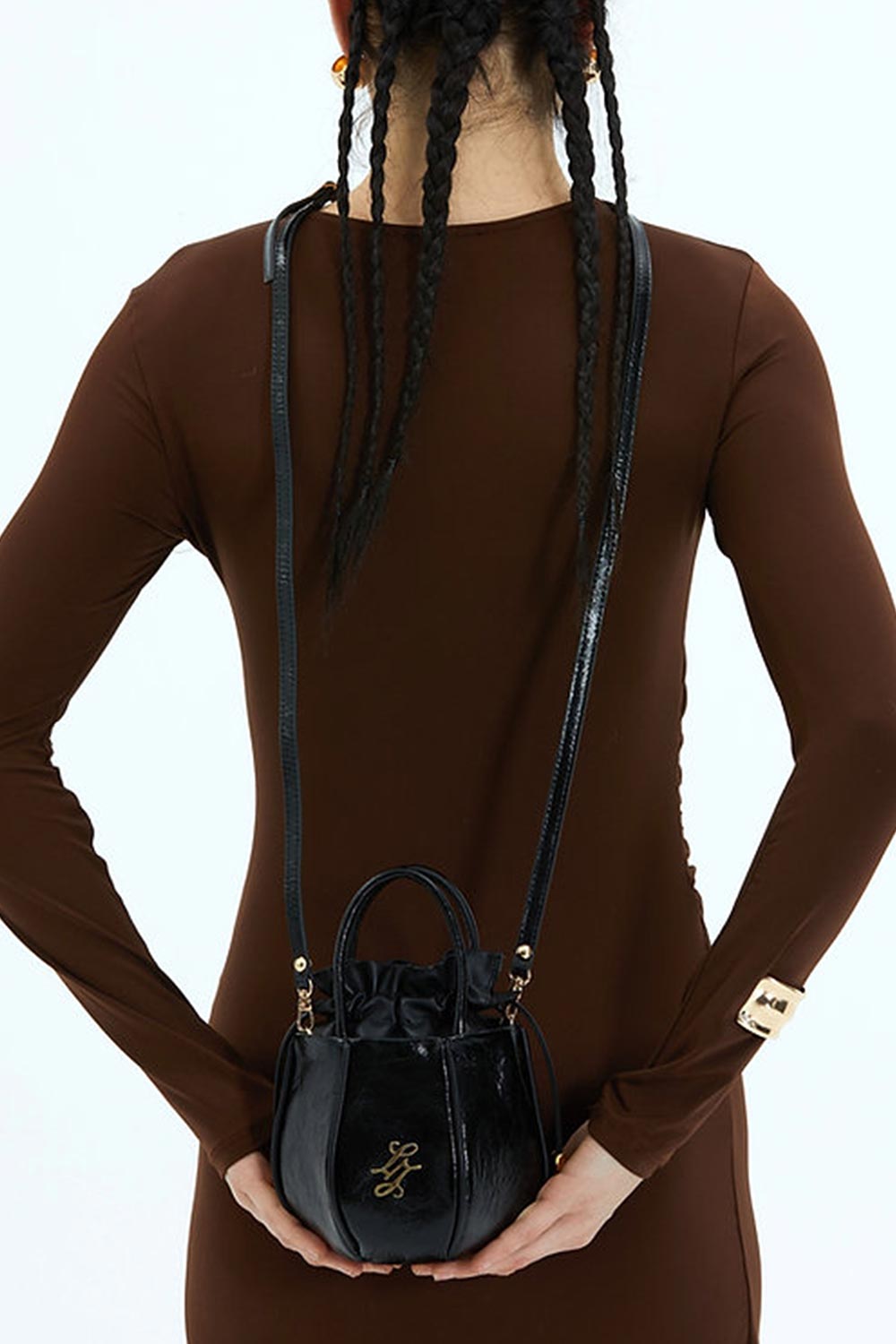 Lanurun-Alin Siyah Deri Kadın Omuz Çantası-Omuz Çantası-2-Milagron.com