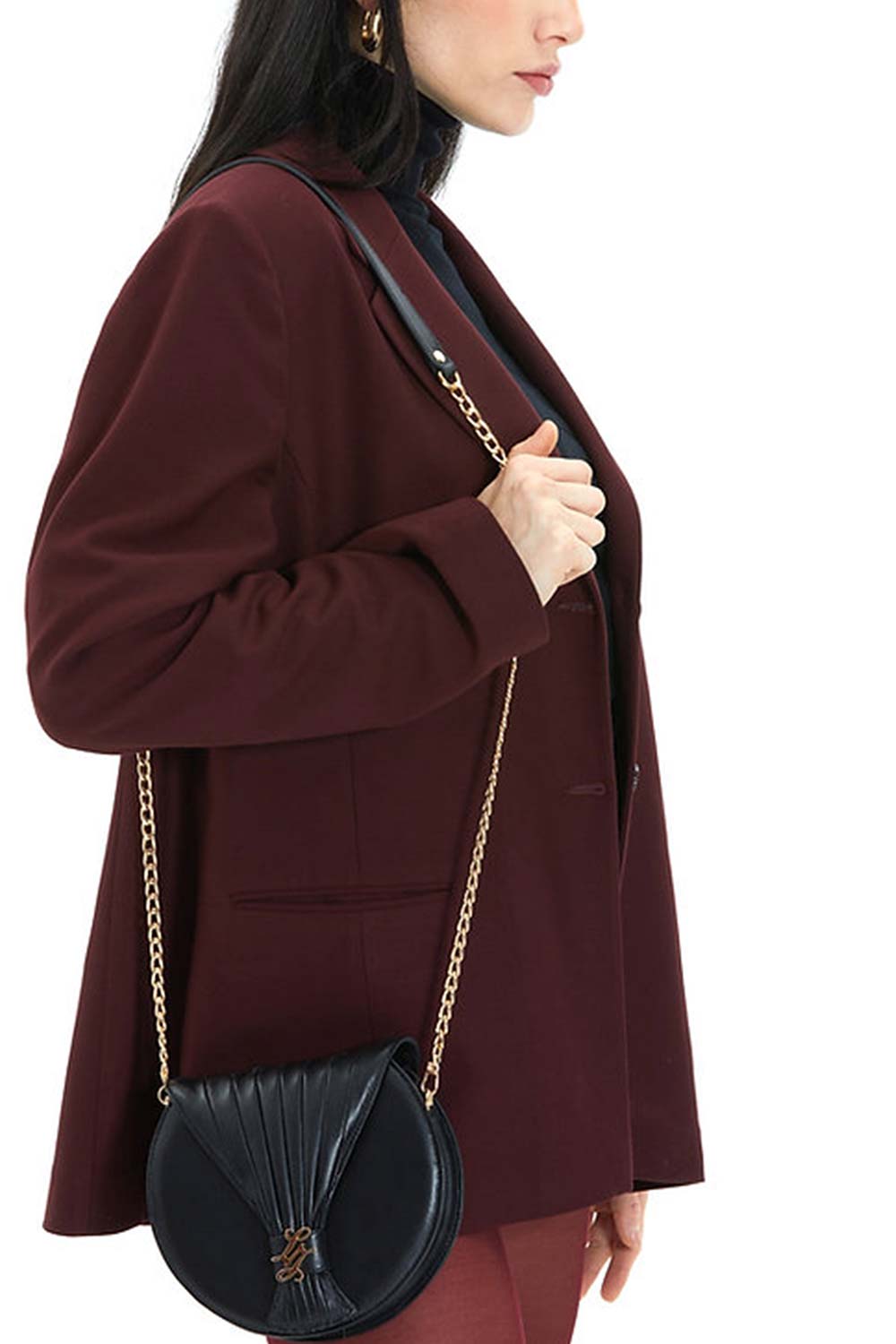 Lanurun-Anora Siyah Deri Kadın Omuz Çantası-Omuz Çantası-5-Milagron.com