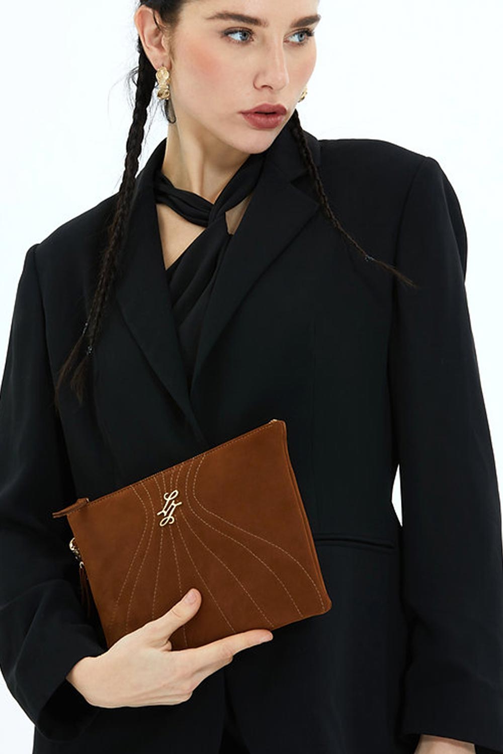 Lanurun-Hena Kahverengi Nubuk Deri Kadın El Portföyü-El Çantası-4-Milagron.com