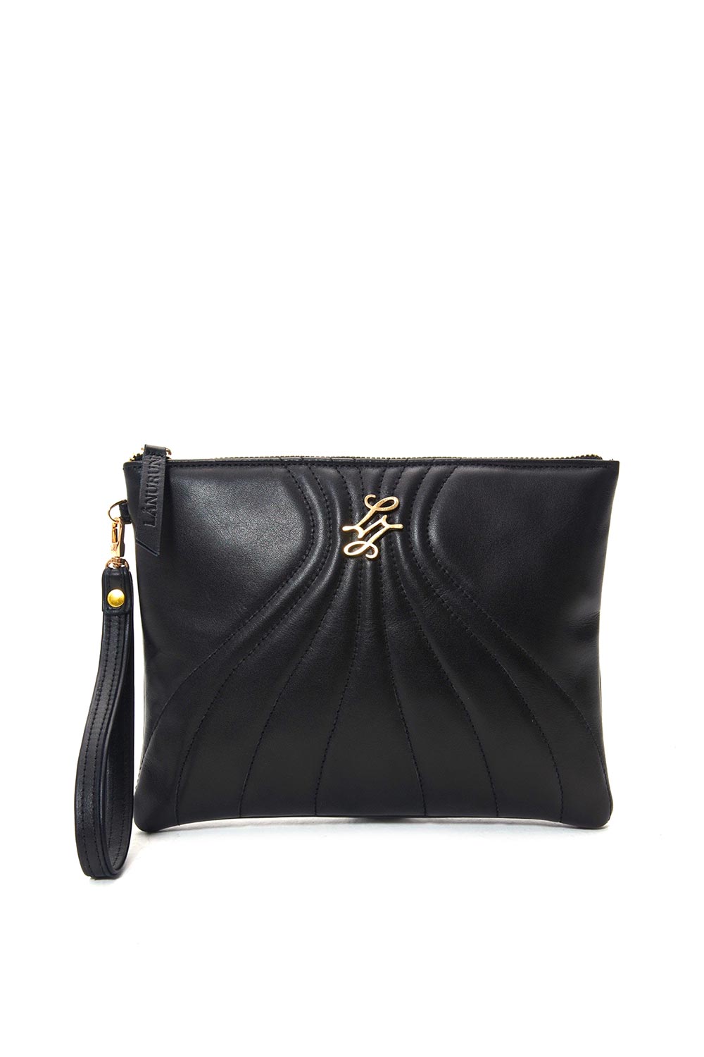 Lanurun-Hena Siyah Deri Kadın El Portföyü-El Çantası-1-Milagron.com