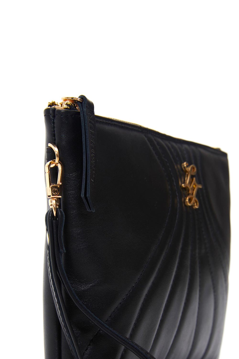 Lanurun-Hena Siyah Deri Kadın El Portföyü-El Çantası-3-Milagron.com