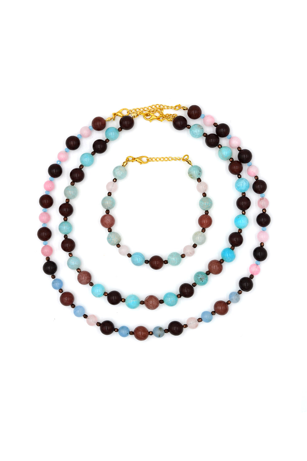 Akik & Kuvars Taşlı Kolye & Bileklik Seti - 1